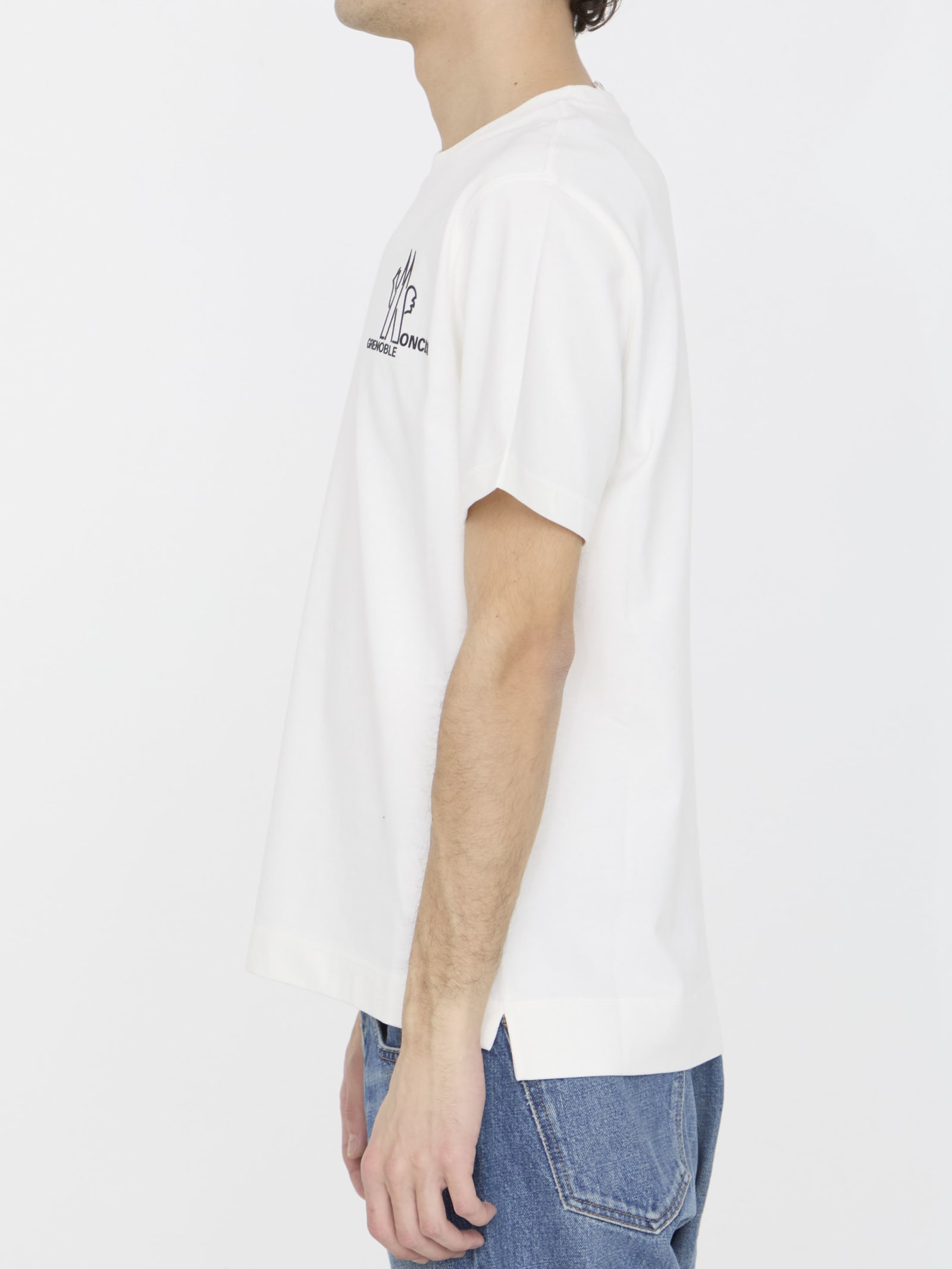 Shop Moncler Cotton T-shirt In White