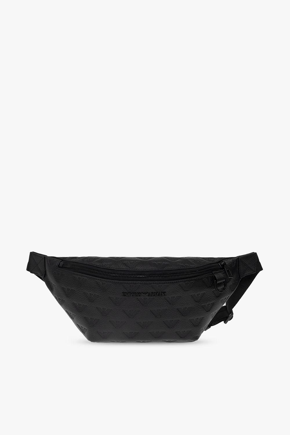 Emporio Armani Leather Belt Bag In Nero