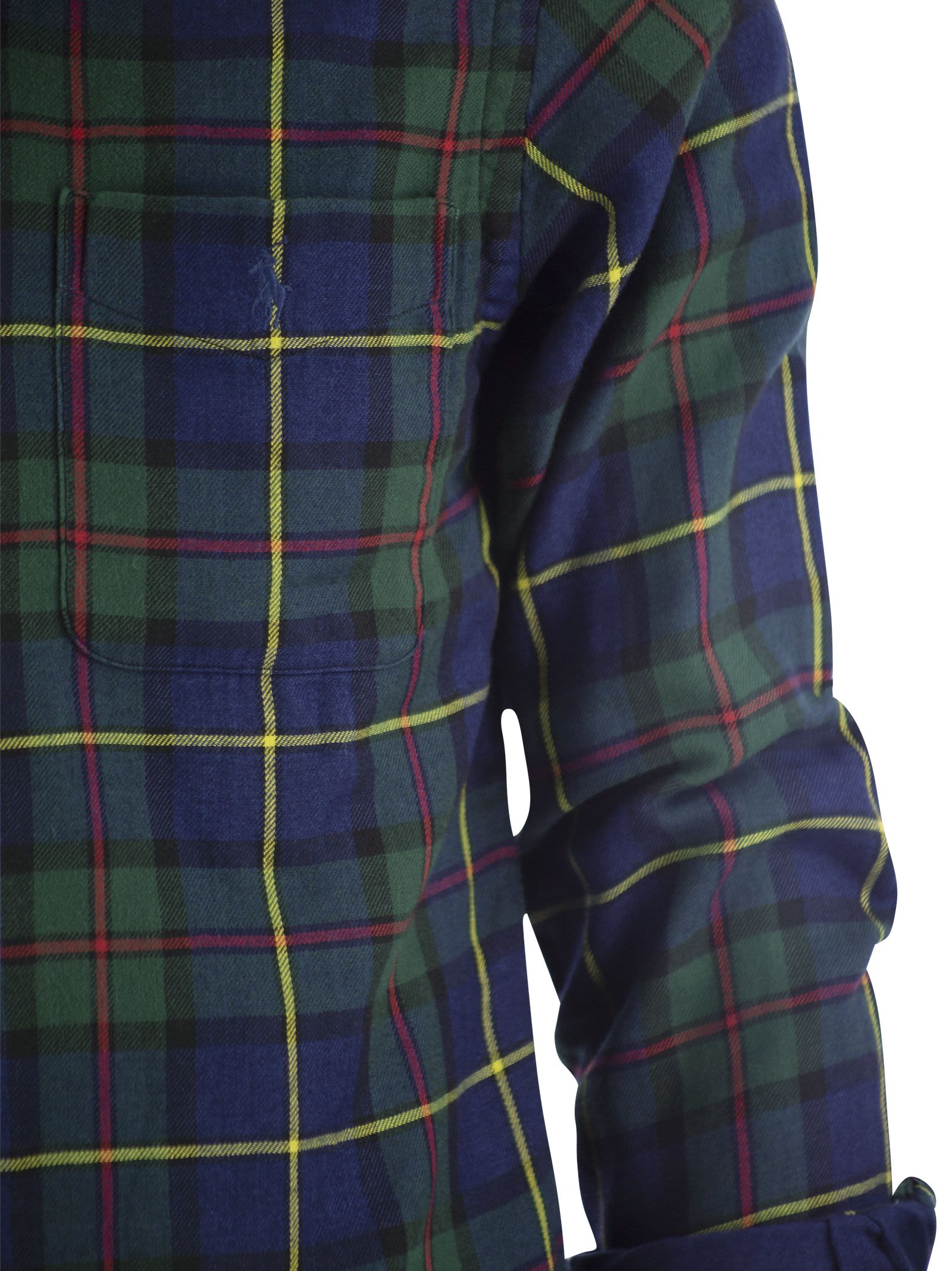 Shop Polo Ralph Lauren Custom-fit Checked Shirt In Blue/green