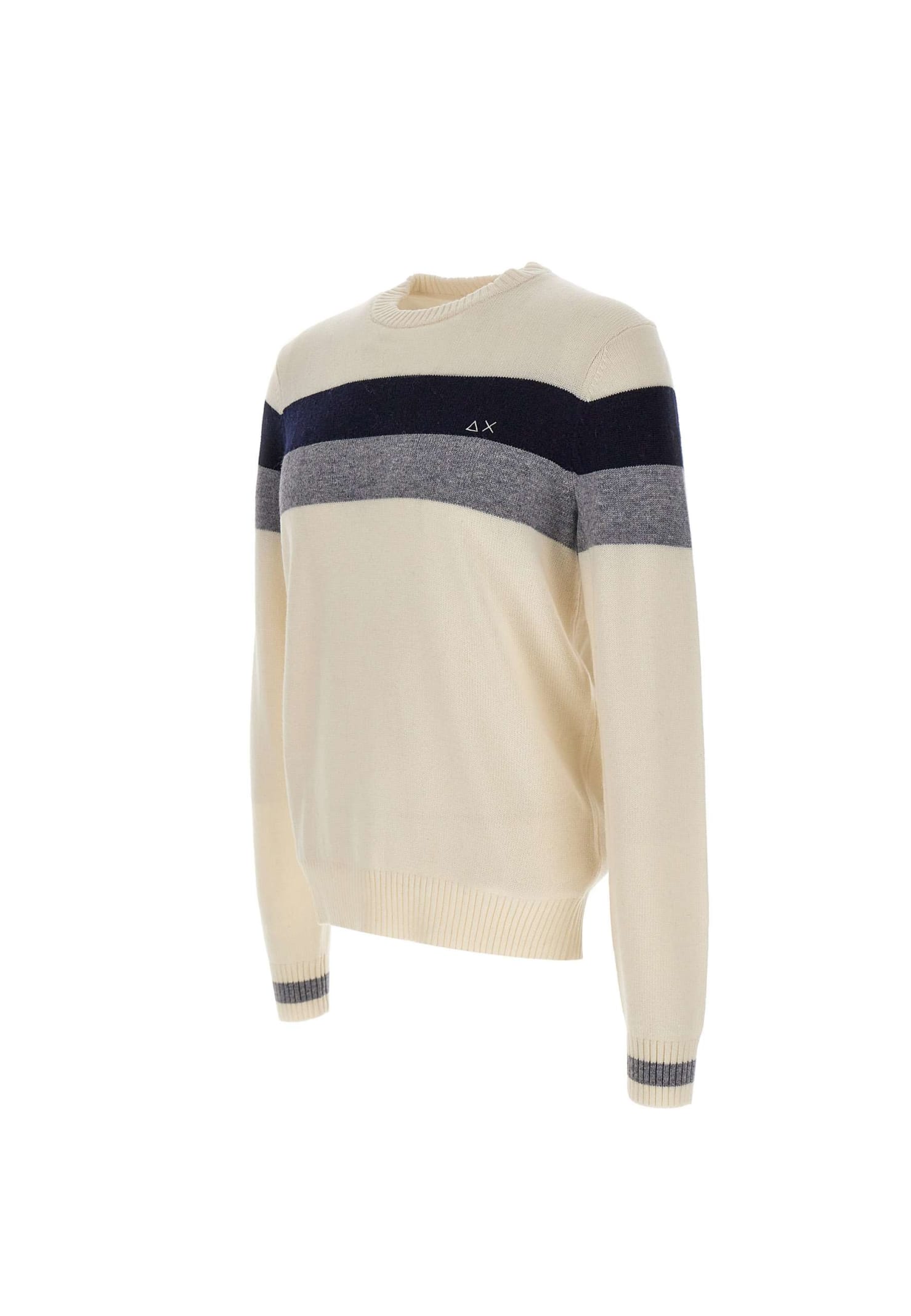 Sun 68 Fancy Wool, Viscose And Cashmere Sweater Sweater In Bianco