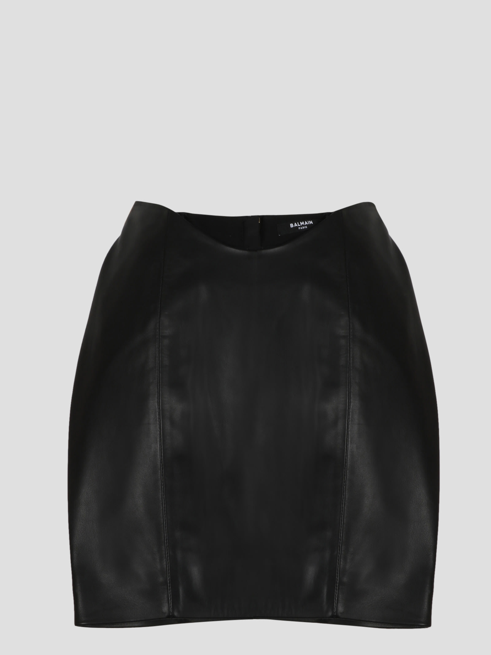 Balmain Leather Mini Skirt In Black