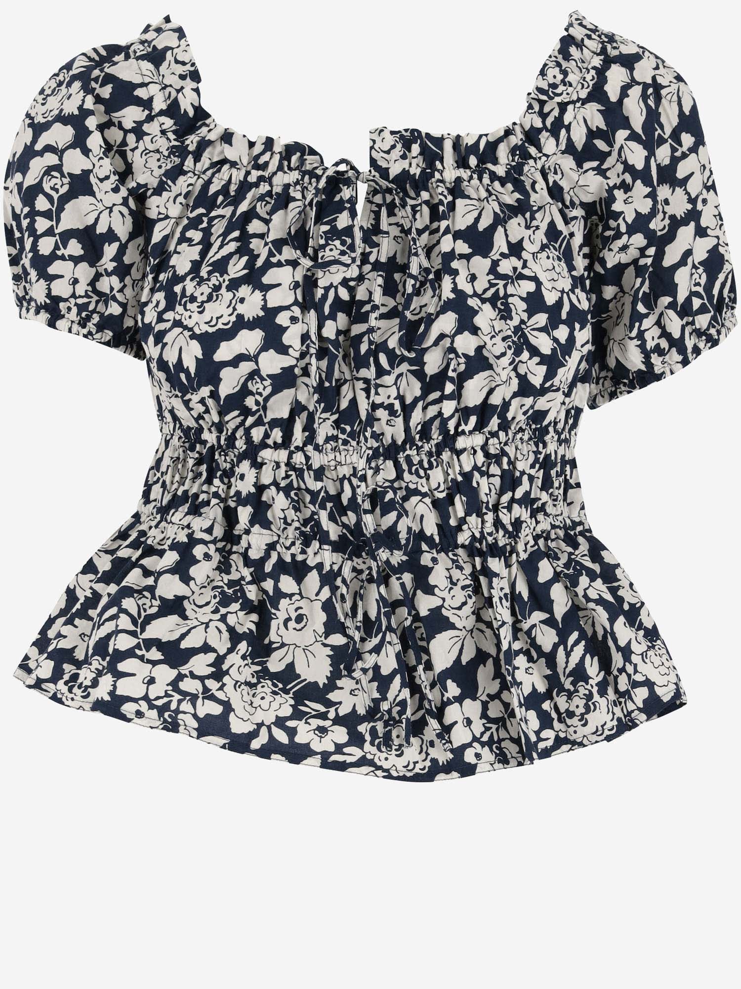 Shop Polo Ralph Lauren Cotton Blouse With Floral Pattern In Blue