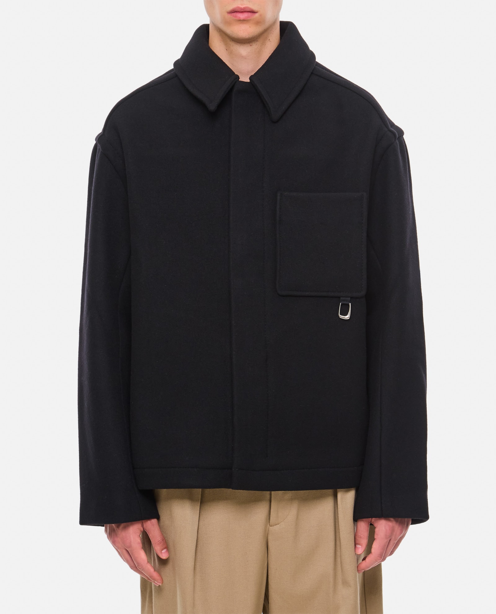 Shop Jacquemus Le Manteau Court In Black