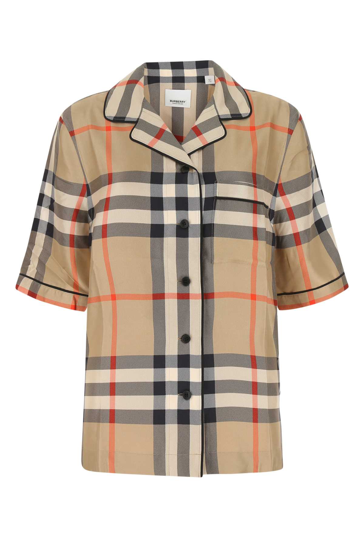 Shop Burberry Printed Satin Shirt In A7028