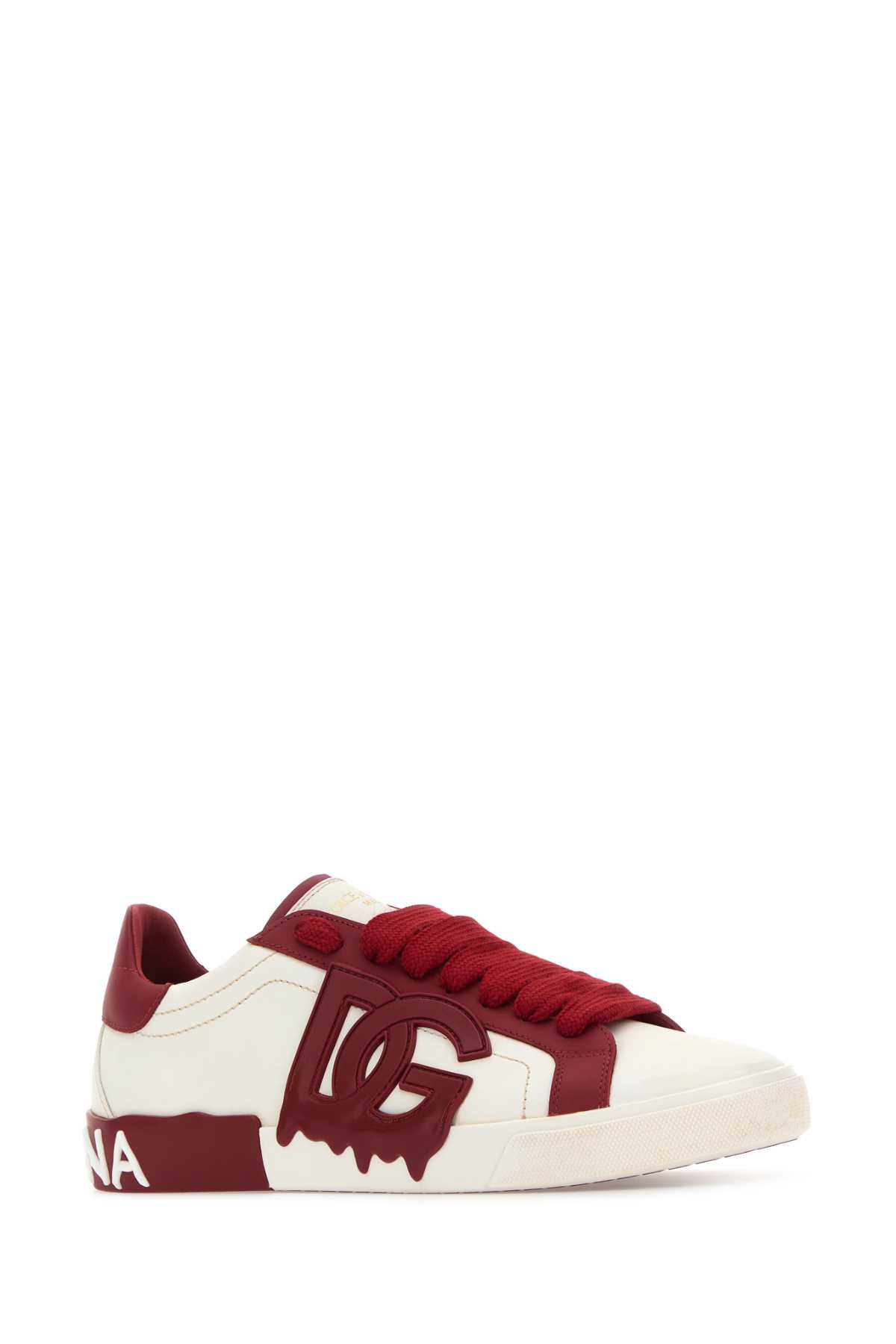 Shop Dolce & Gabbana Two-tone Leather Portofino Vintage Sneakers In Biancolampone