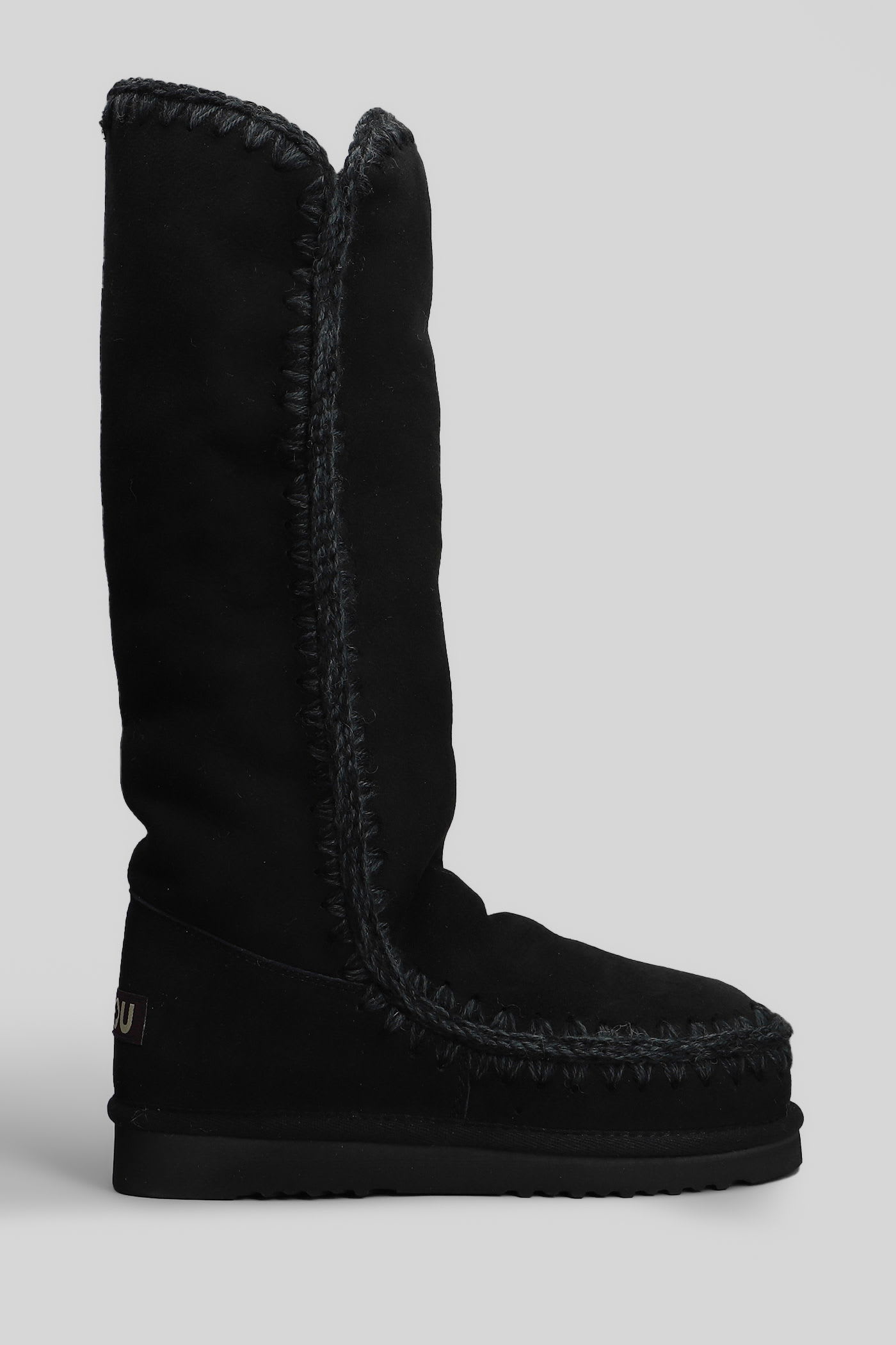 Mou Eskimo 40 Low Heels Boots In Black Suede In Black
