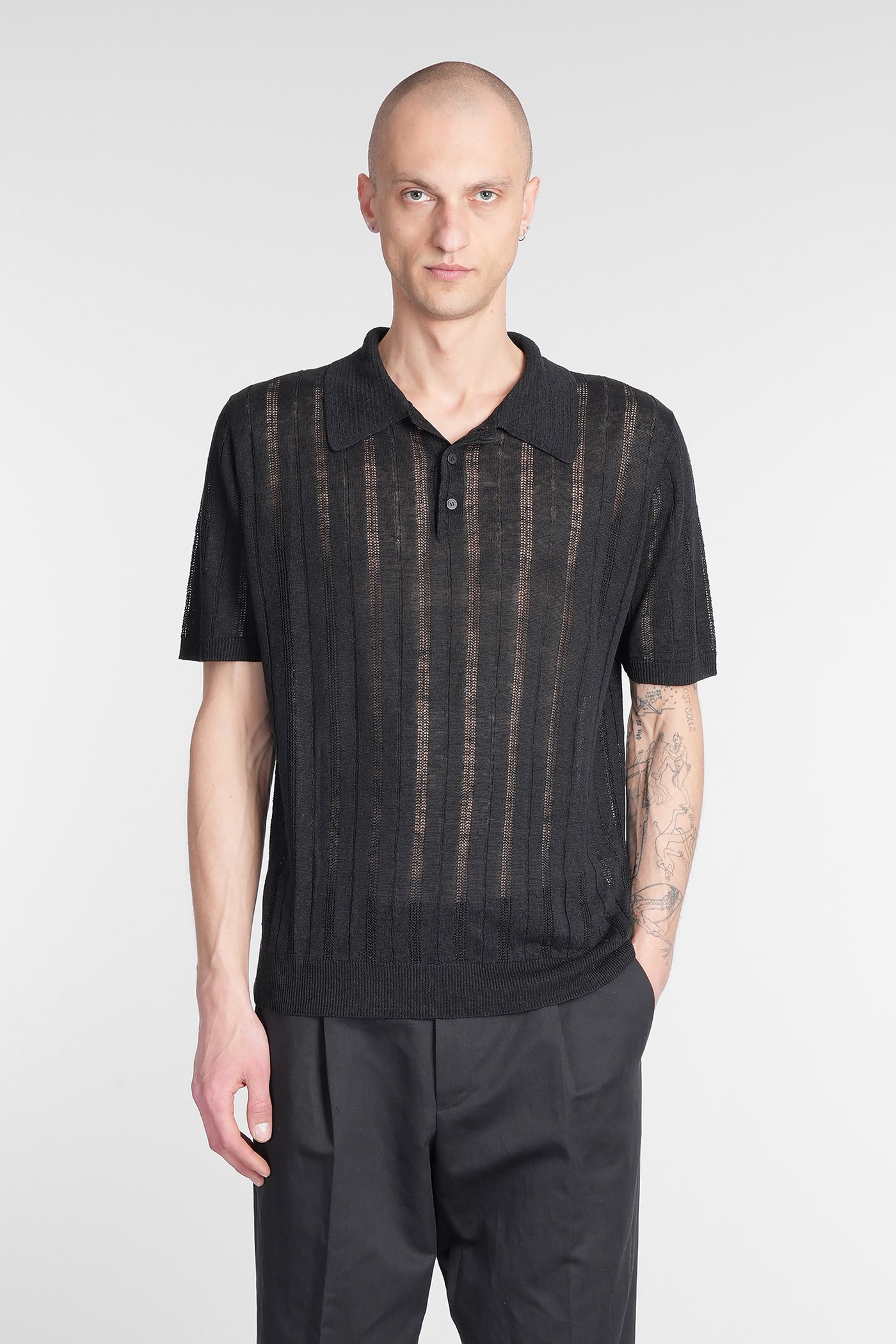 Roberto Collina Polo Shirt Men Color Black In Black