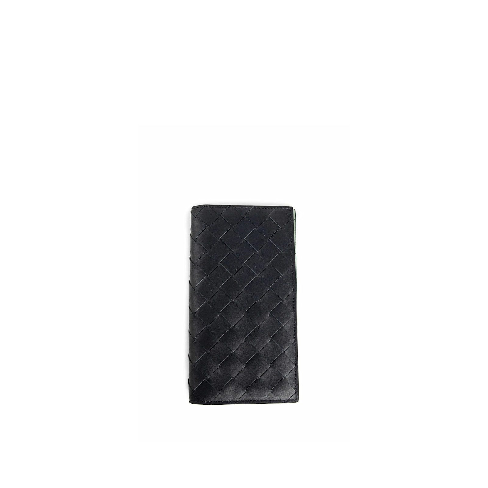 Bottega Veneta Slim Long Intrecciato Wallet In Premium Calf Leather In Blue