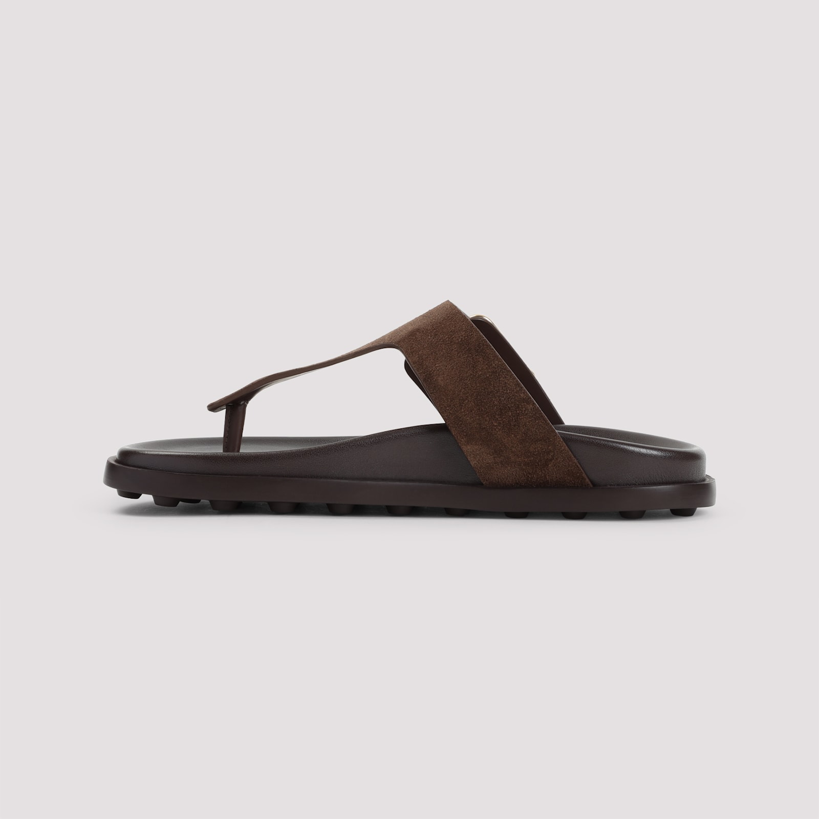 Tod's Buckle Detail Flat Sole Open Toe Slide In Marrone Africa