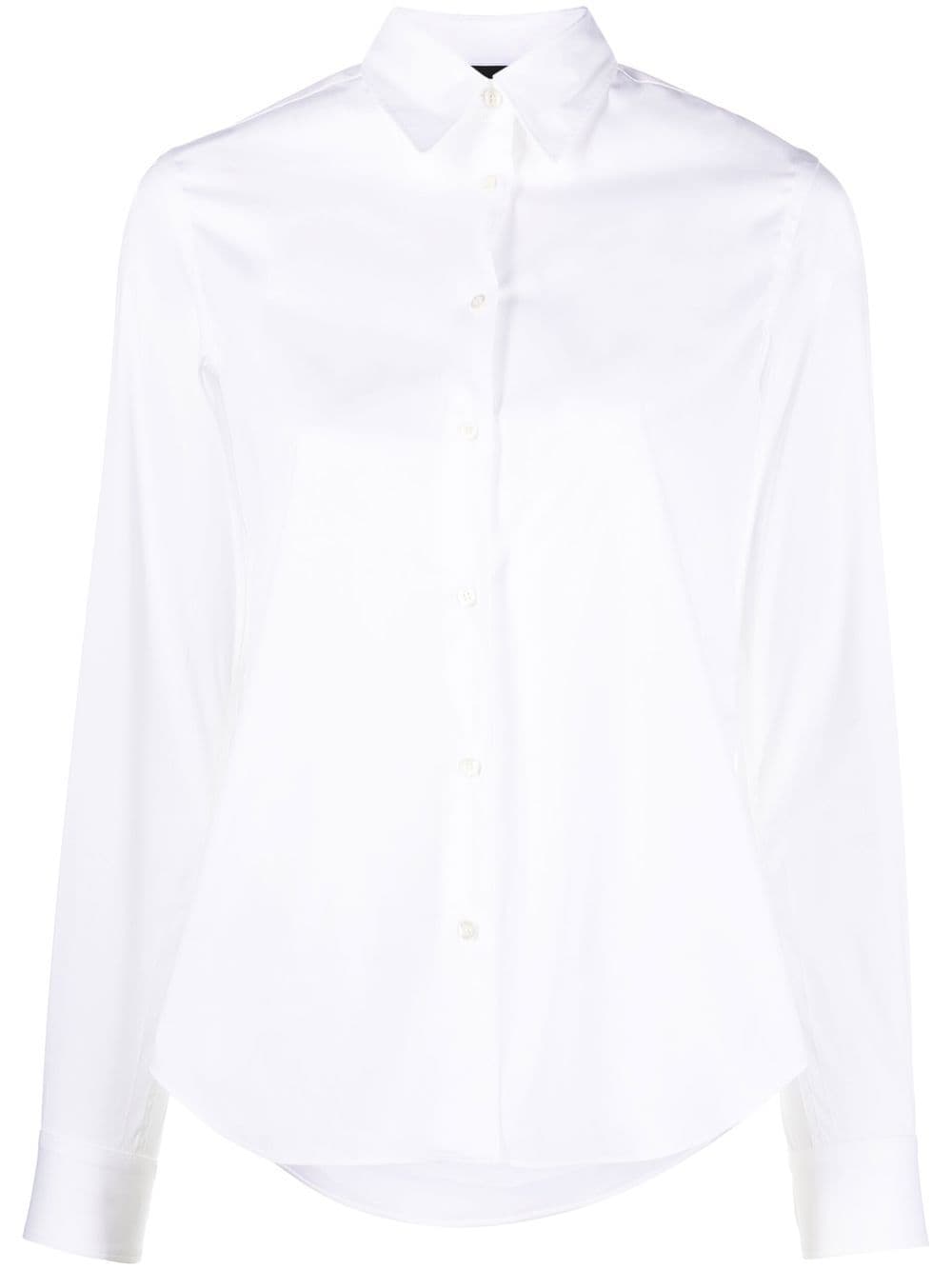 Shop Aspesi 5422 Popeline Stretch Shirt In White