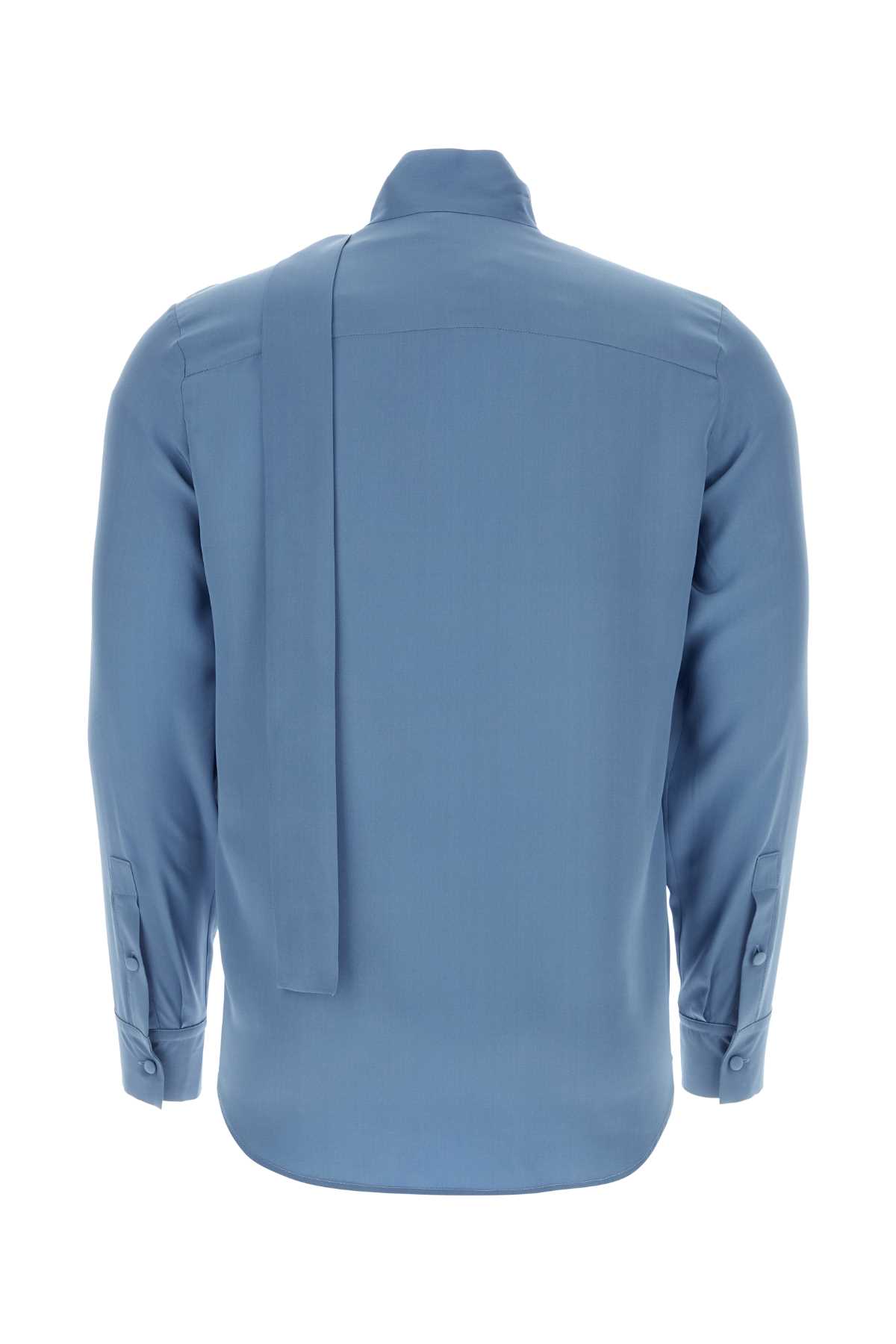 Valentino Cerulean Blue Silk Shirt In Celeste