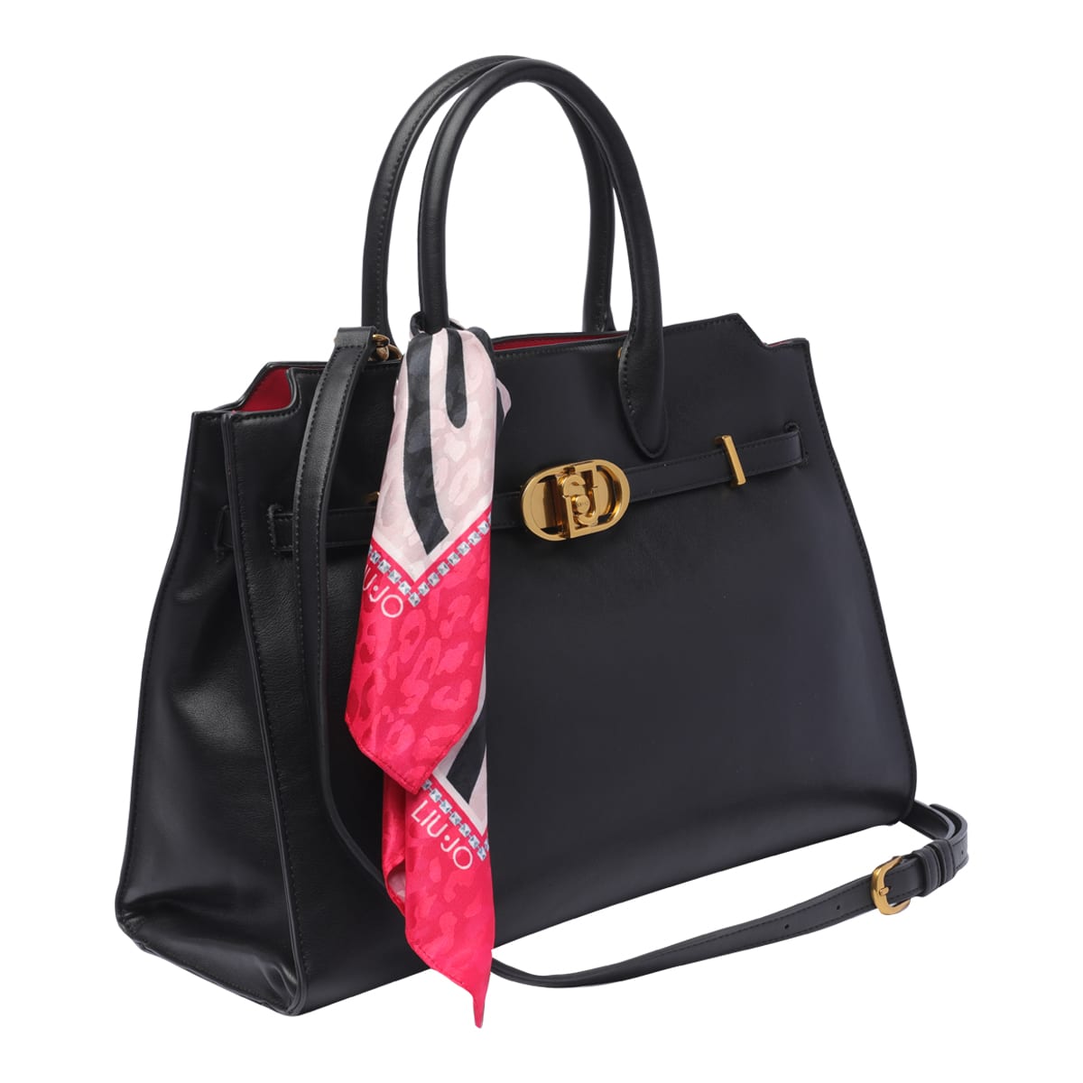 Shop Liu •jo Logo Satchel Bag In Nero