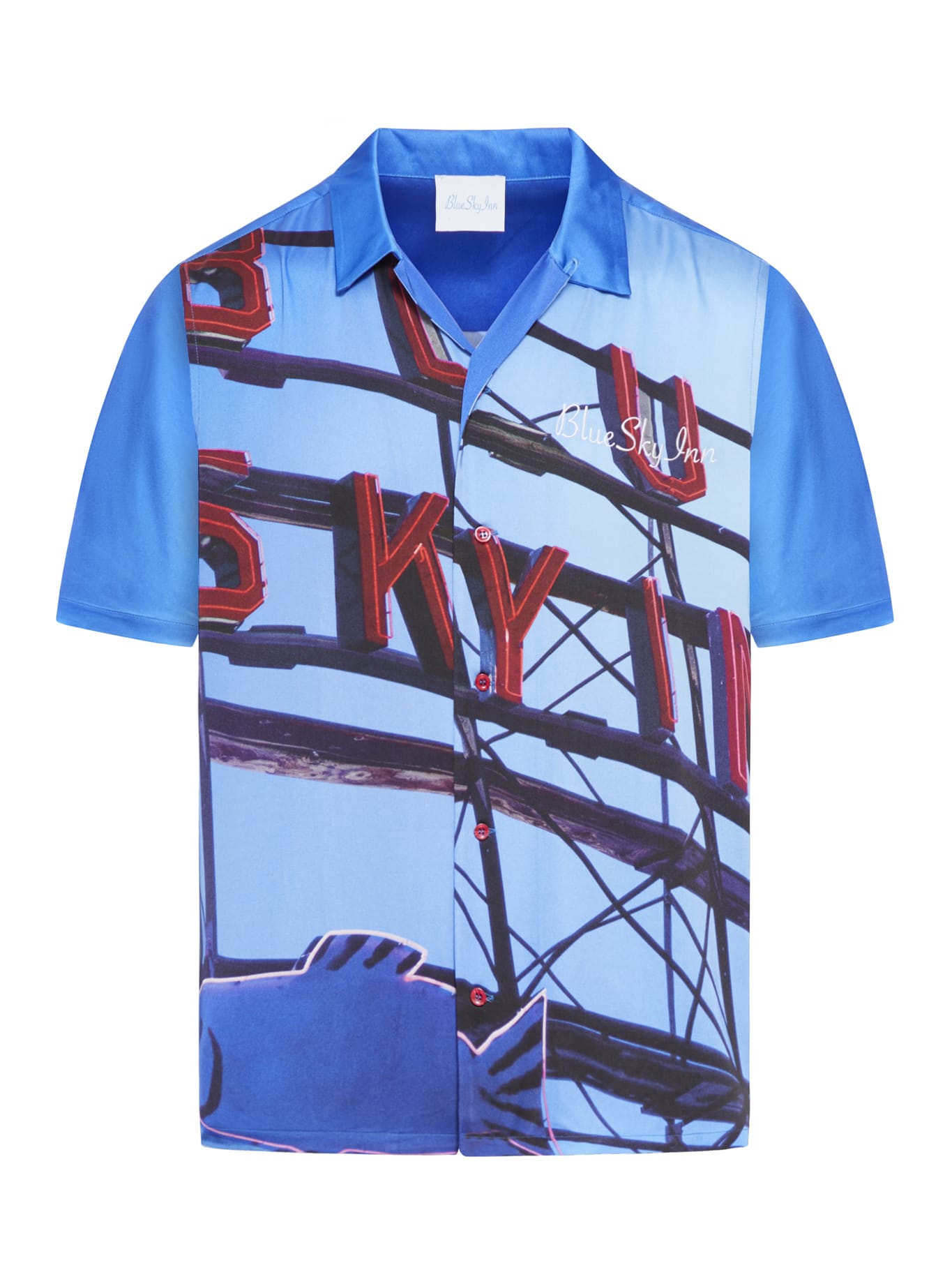 Blue Sky Inn Red Neon Sign Shirt In Red Red Neon