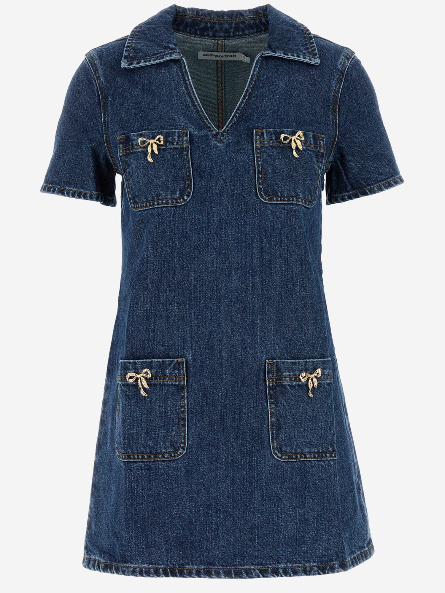 Crystal Bow Denim Mini Dress