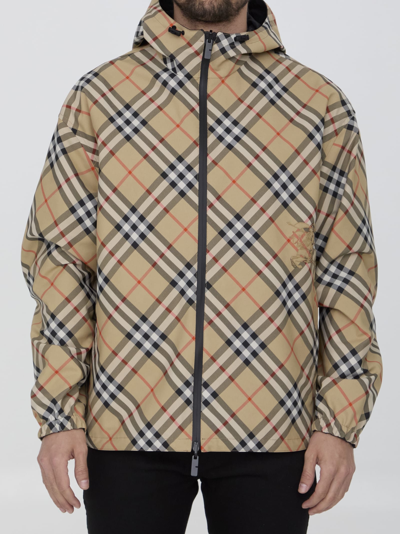 Shop Burberry Check Reversible Jacket In Beige