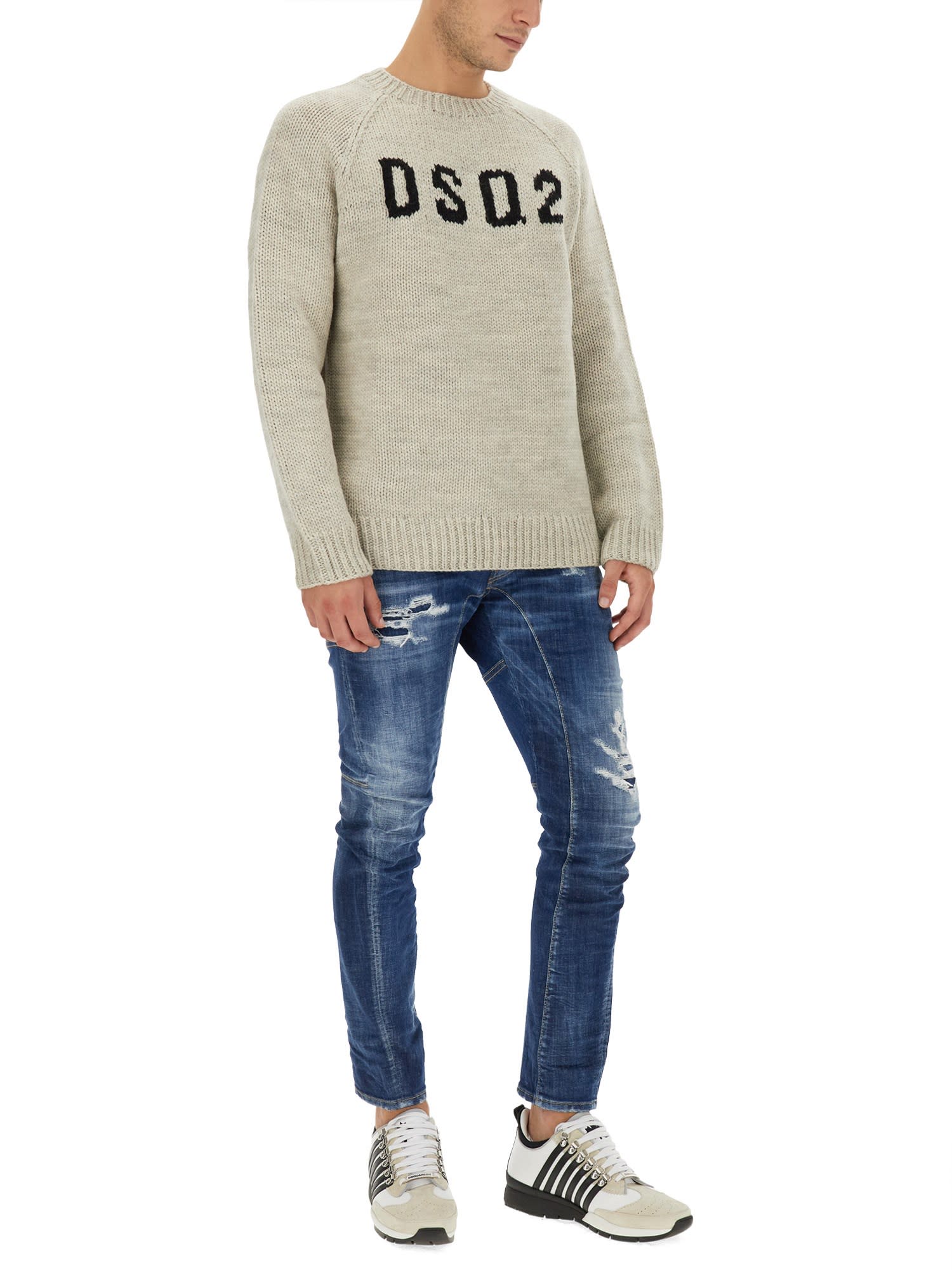 Shop Dsquared2 Jersey With Logo In Grey