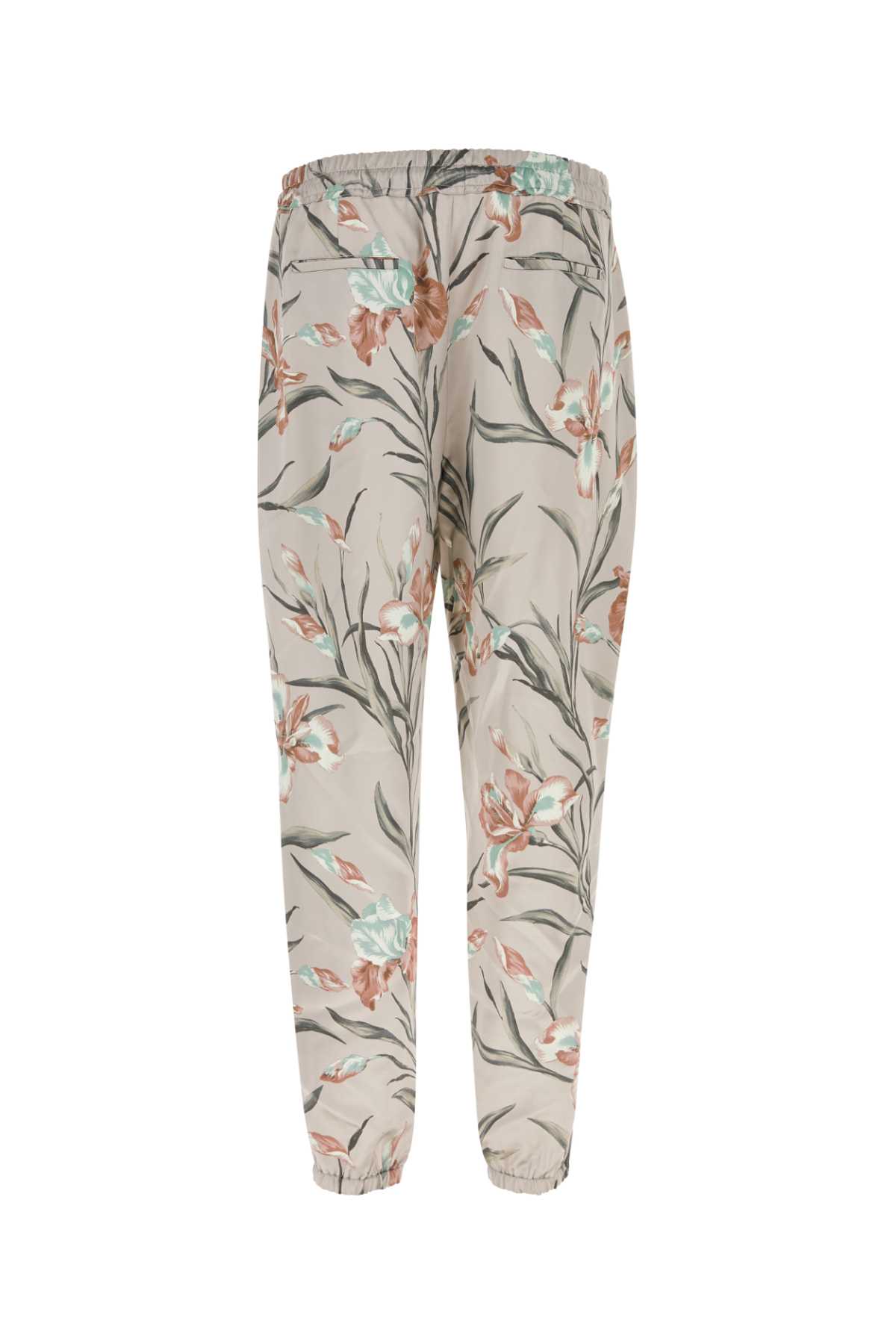 Shop Saint Laurent Printed Satin Pant In Grisrose