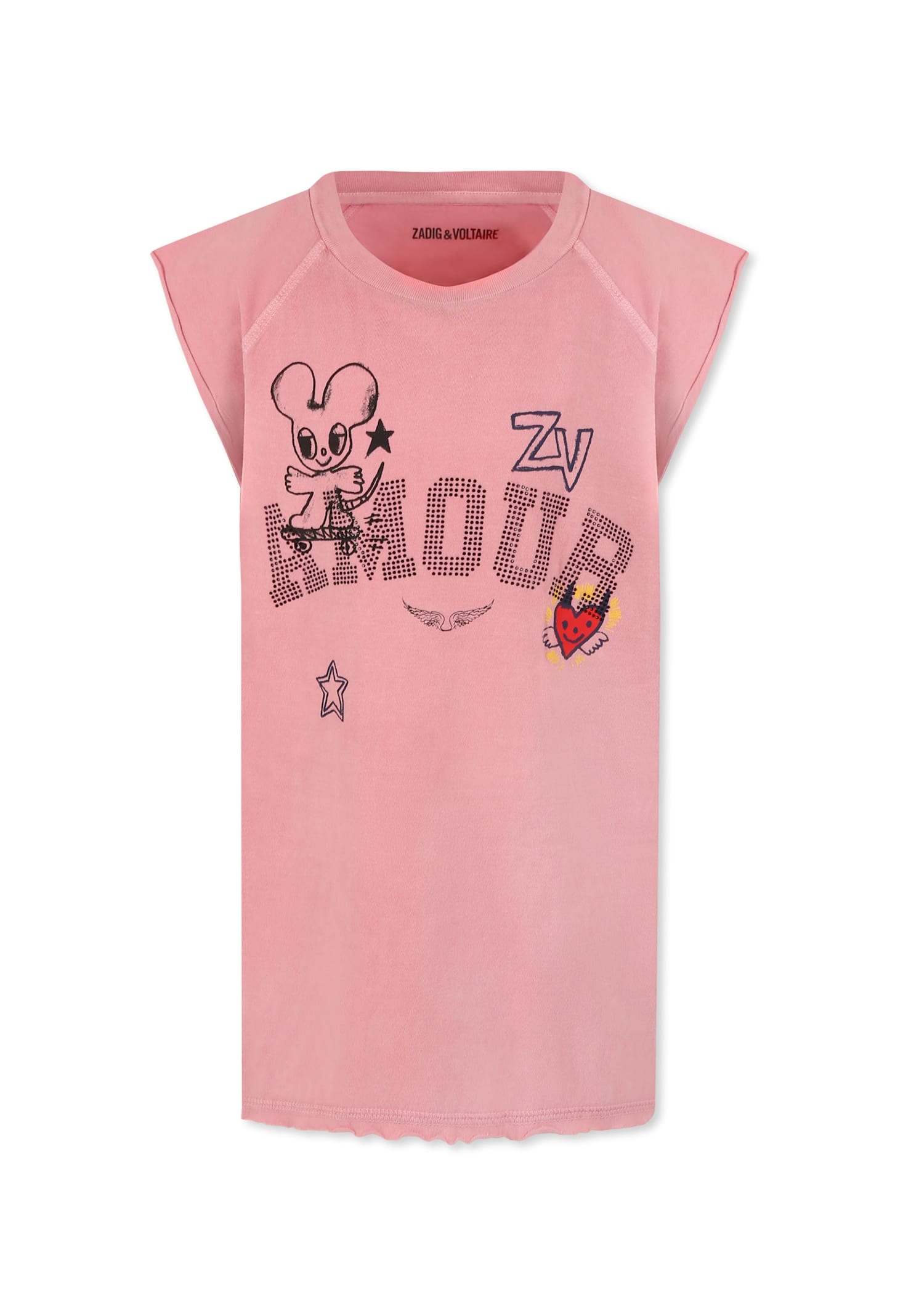 Zadig & Voltaire Pink Tank Top For Girl With Logo In Pink