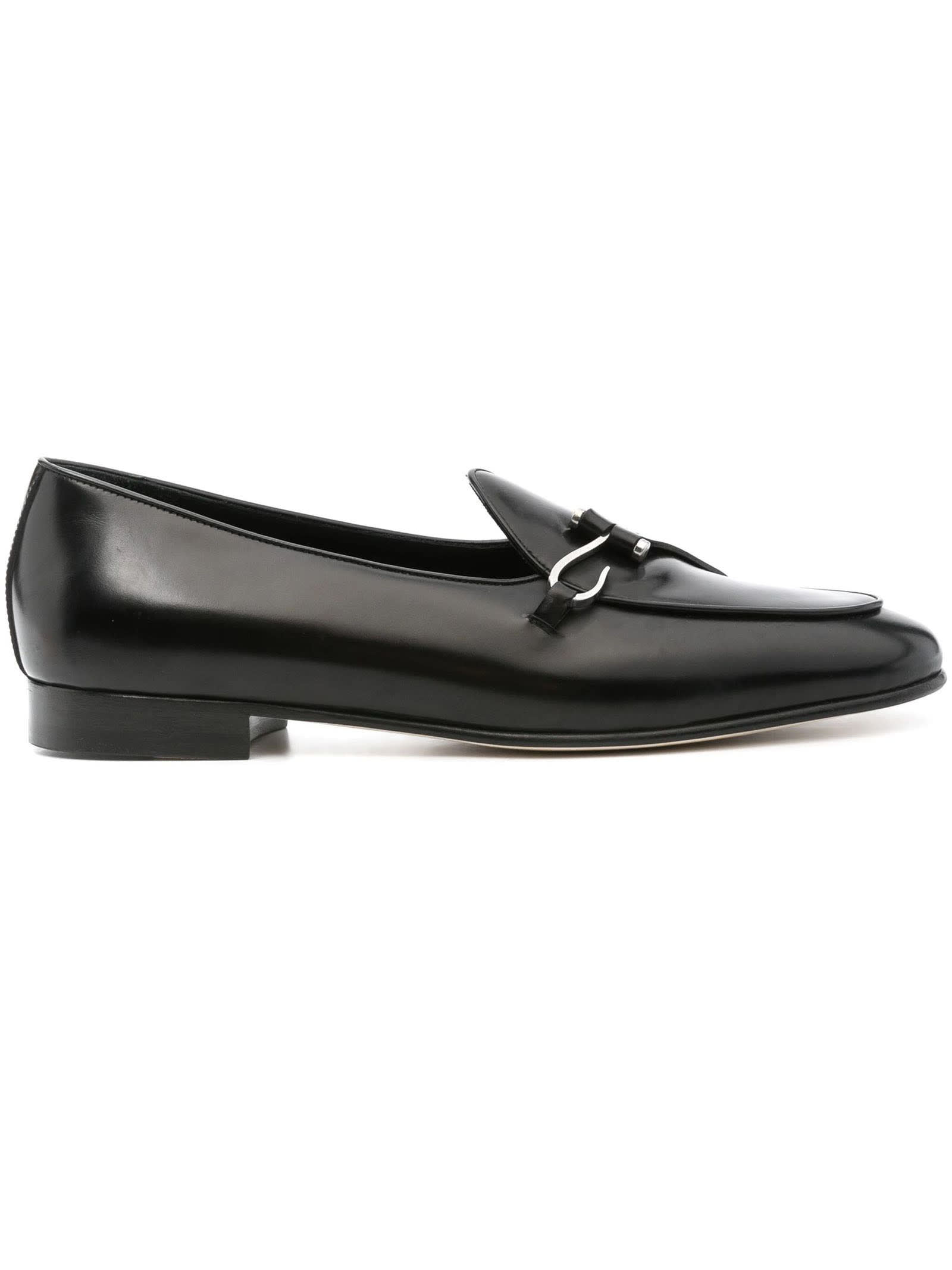 Shop Edhen Milano Black Calf Leather Comporta Loafers