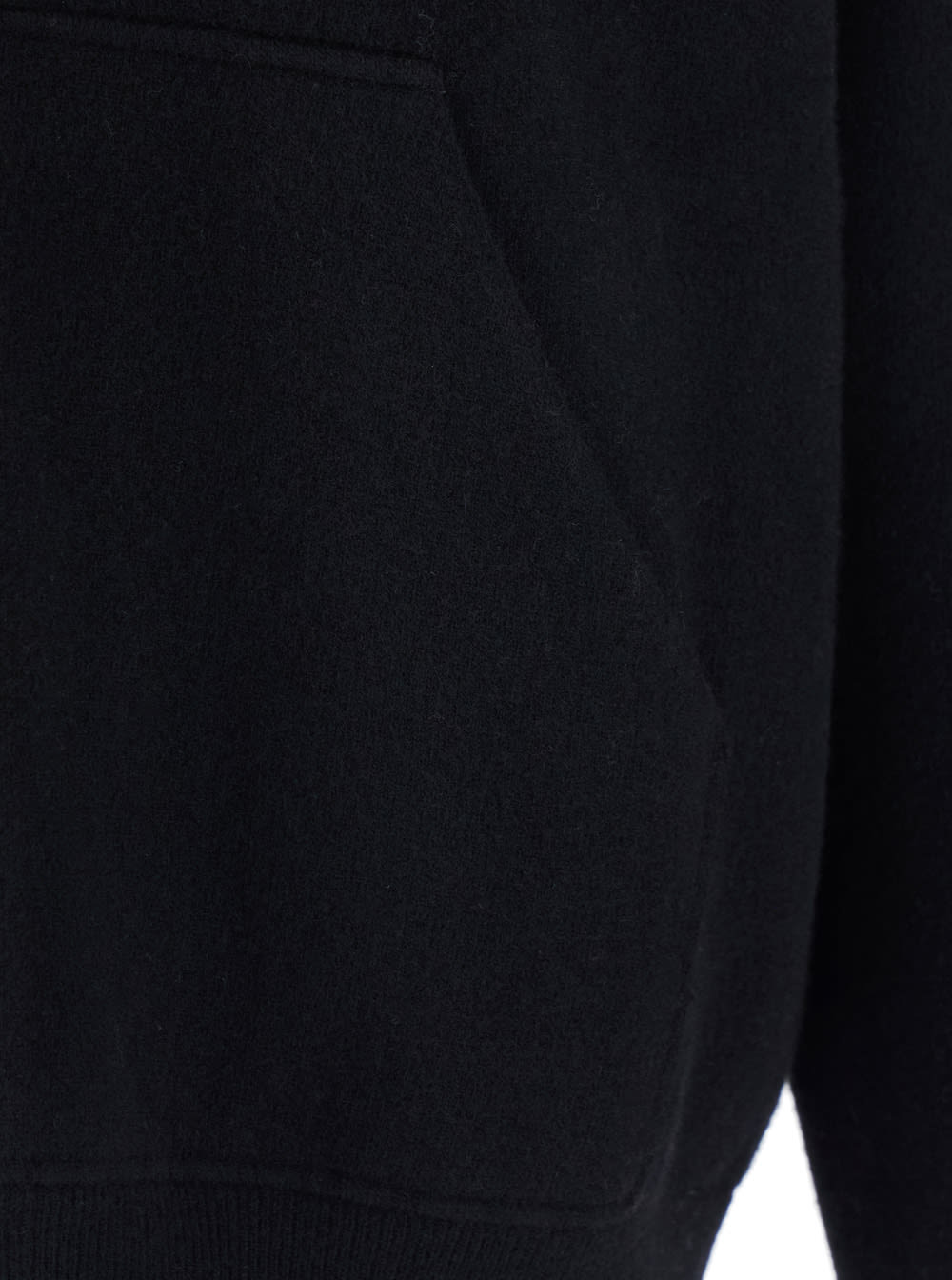 Roberto Collina Black Sweatshirt With Drawstring Hood And Dropped Shoulders In Wool Man In Animal Print