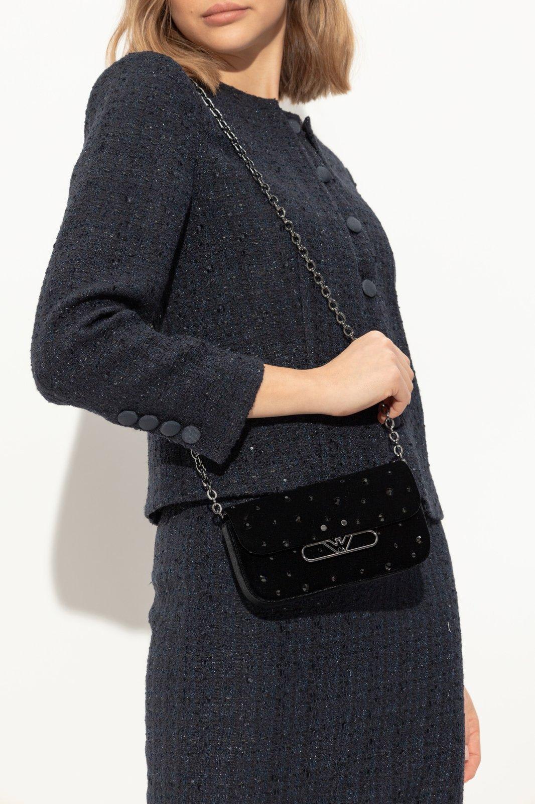 Emporio Armani Velvet Shoulder Bag In Black