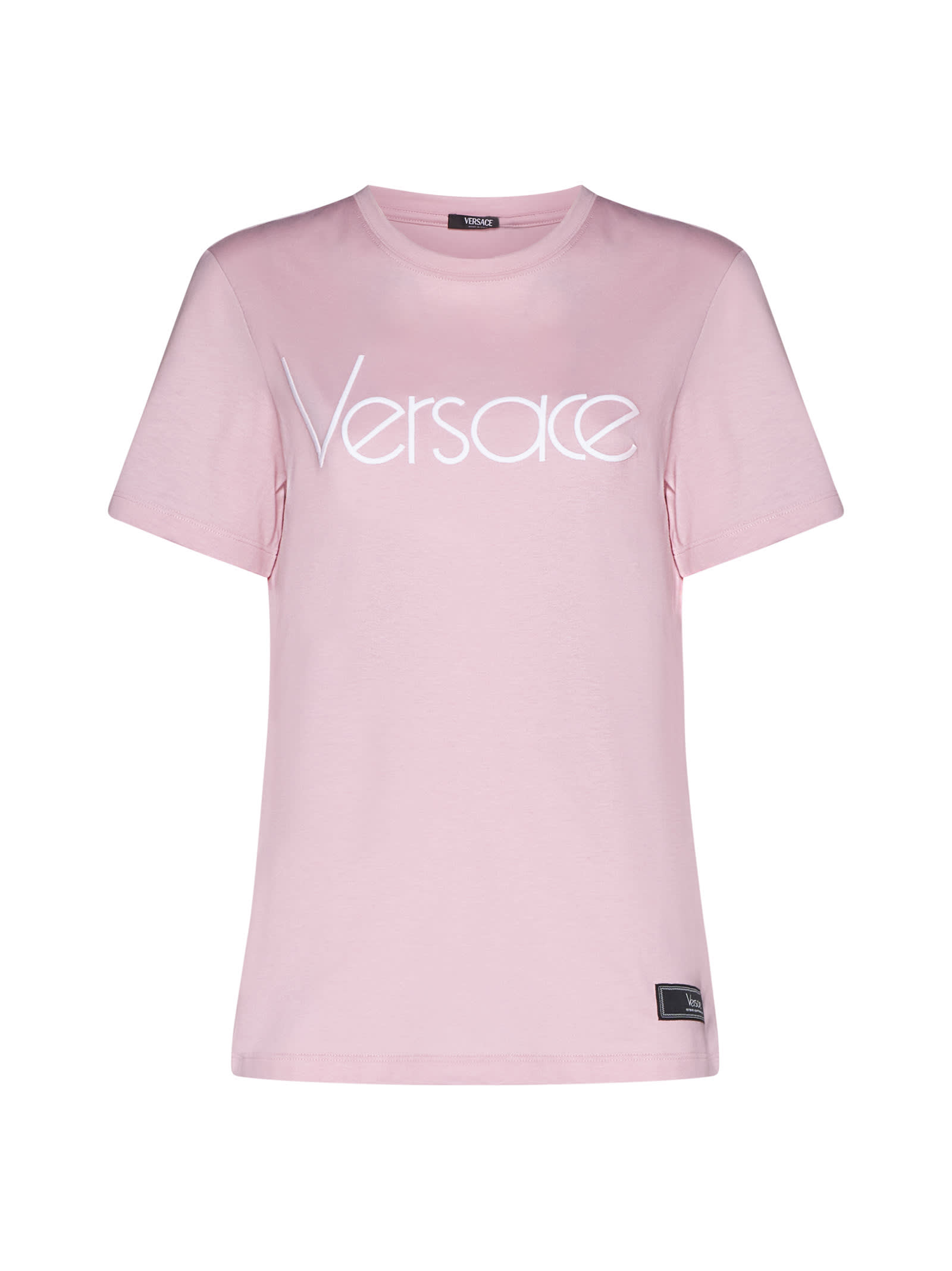 Shop Versace T-shirt In Pink White