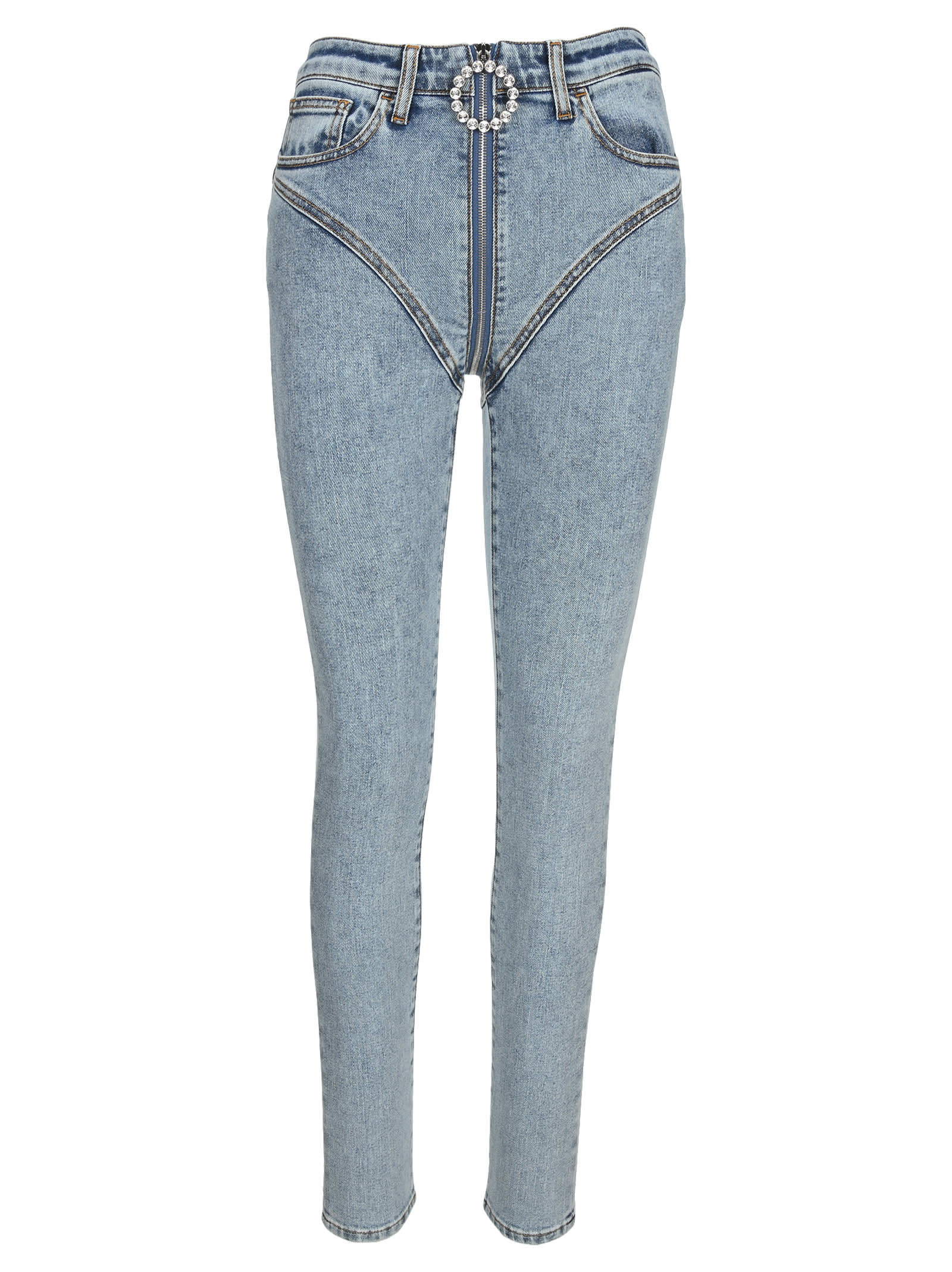 Alessandra Rich Blue Crystal-embellished Skinny Jeans
