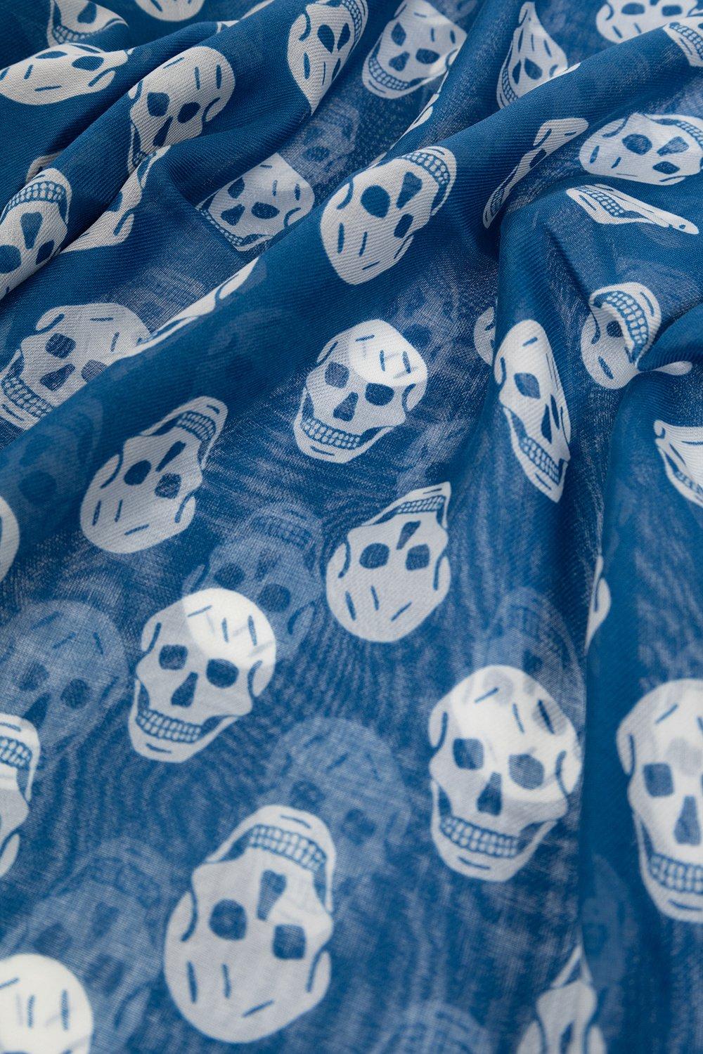 Shop Alexander Mcqueen Biker Skull Scarf In Blue