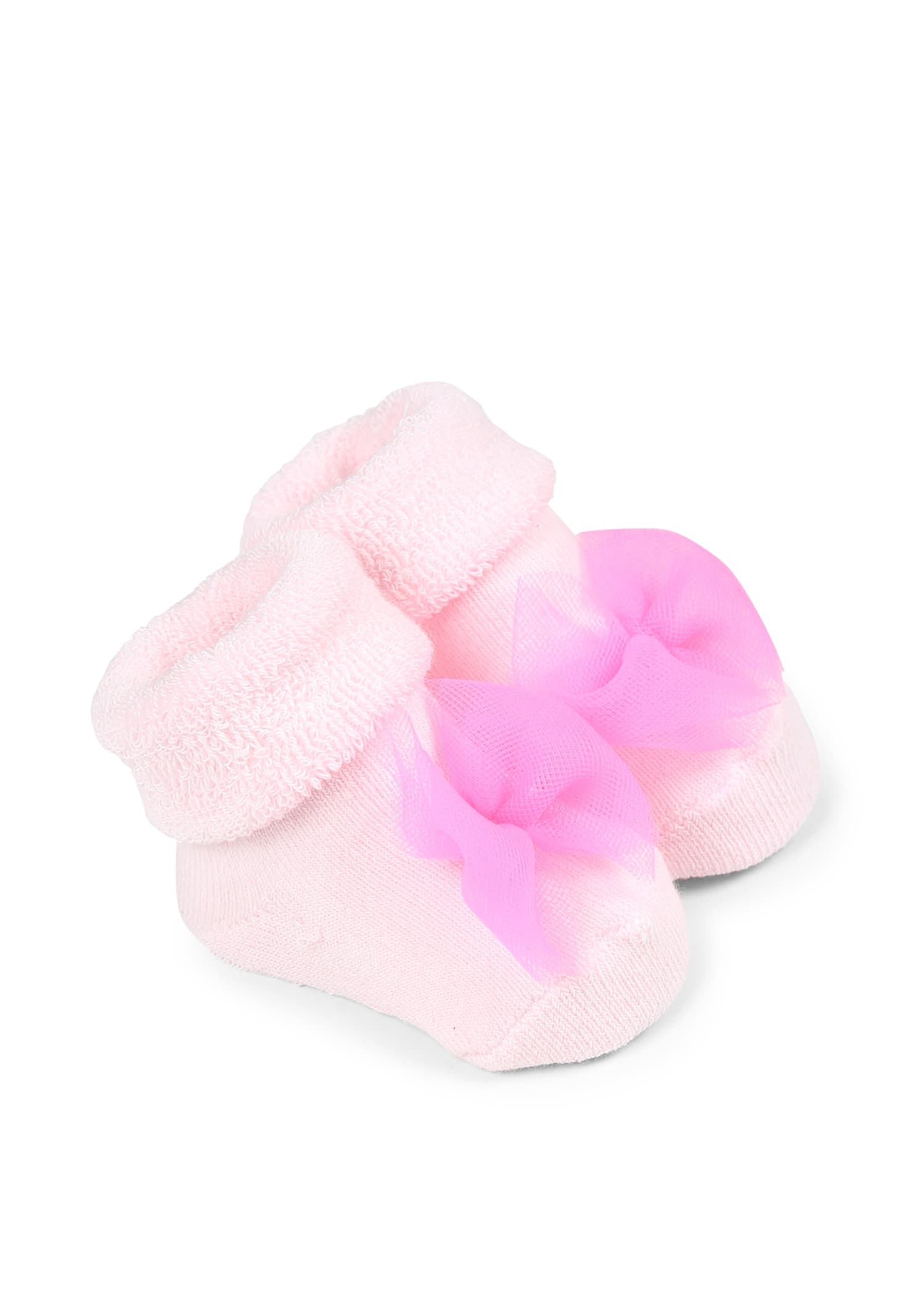 Billieblush Pink Slippers For Baby Girl With Bow In Pink