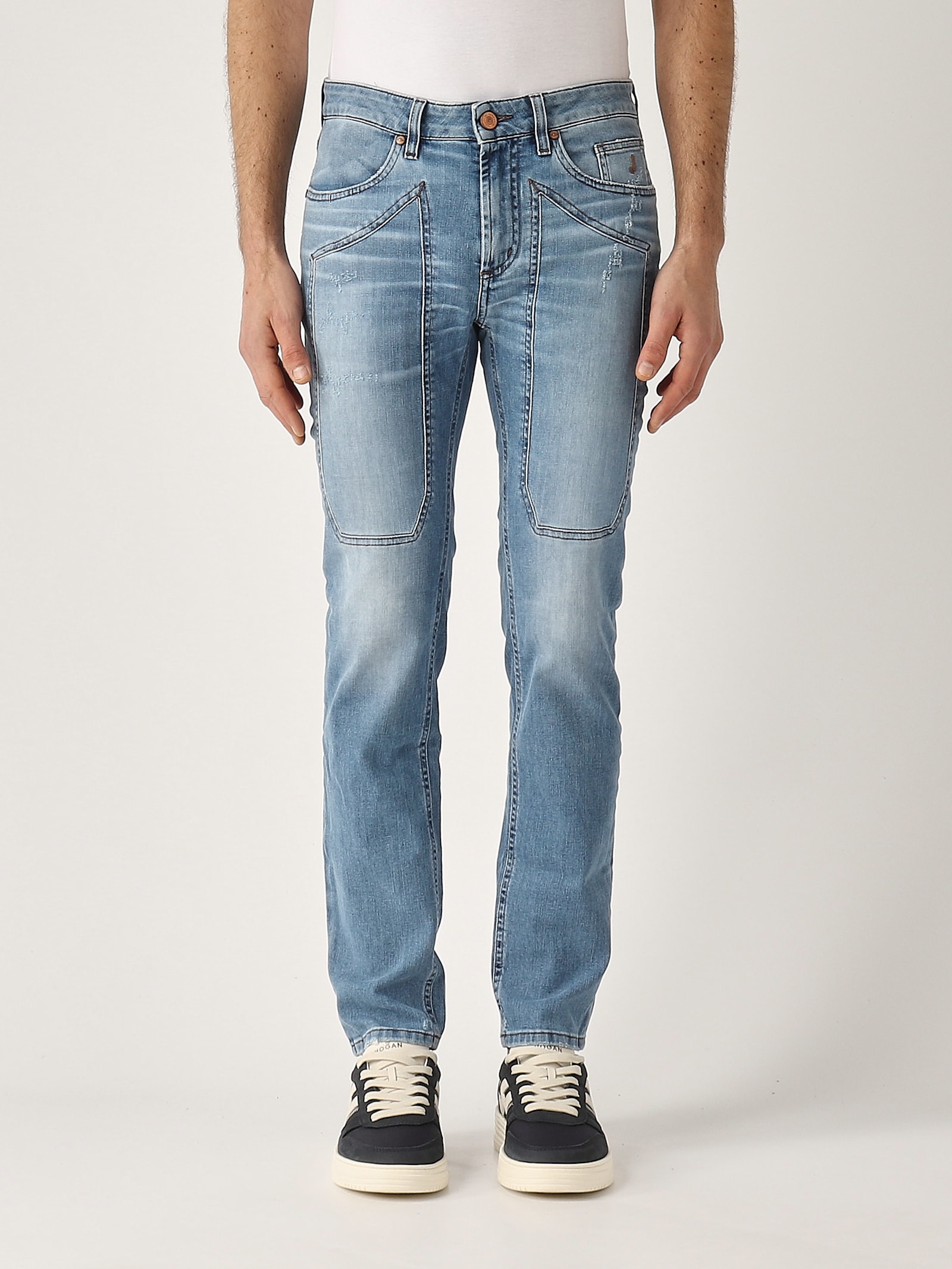 James 5 Tasche Con Toppa Skinny Fit Con Rotture Tri Blend Comfort Oz 8 3/4 Jeans