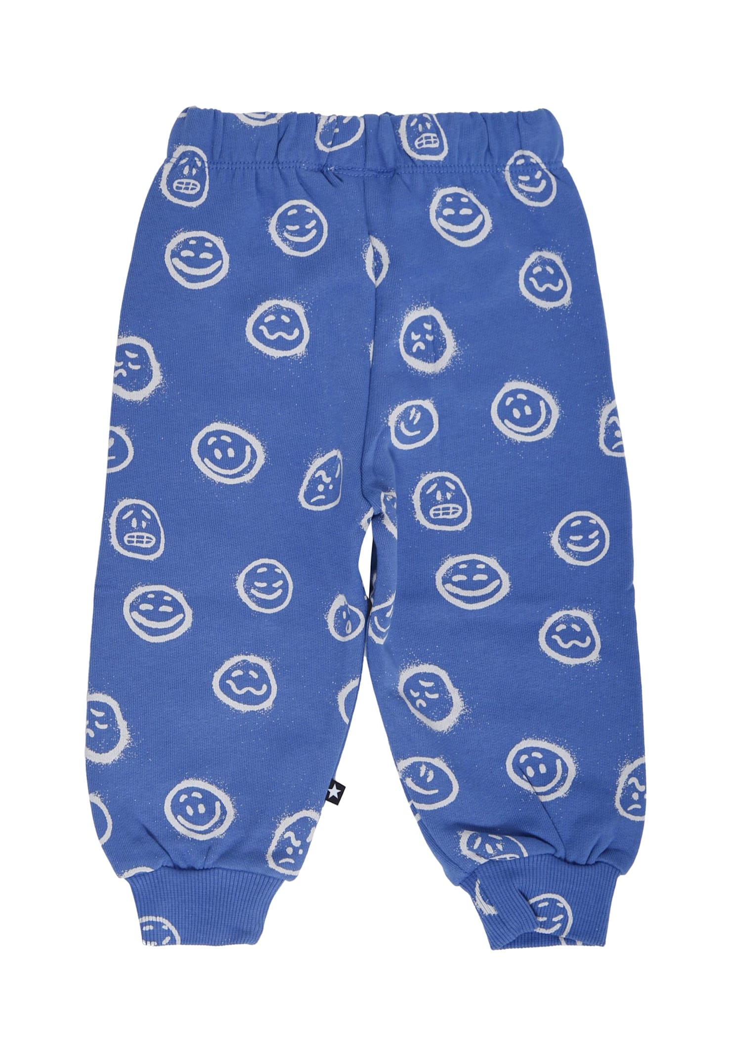 Molo Blue Trousers For Baby Boy With Smiley In Blue
