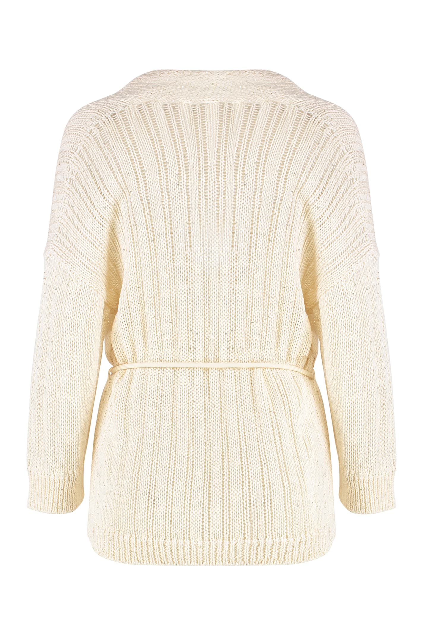 Shop Peserico Cotton Cardigan In Ivory