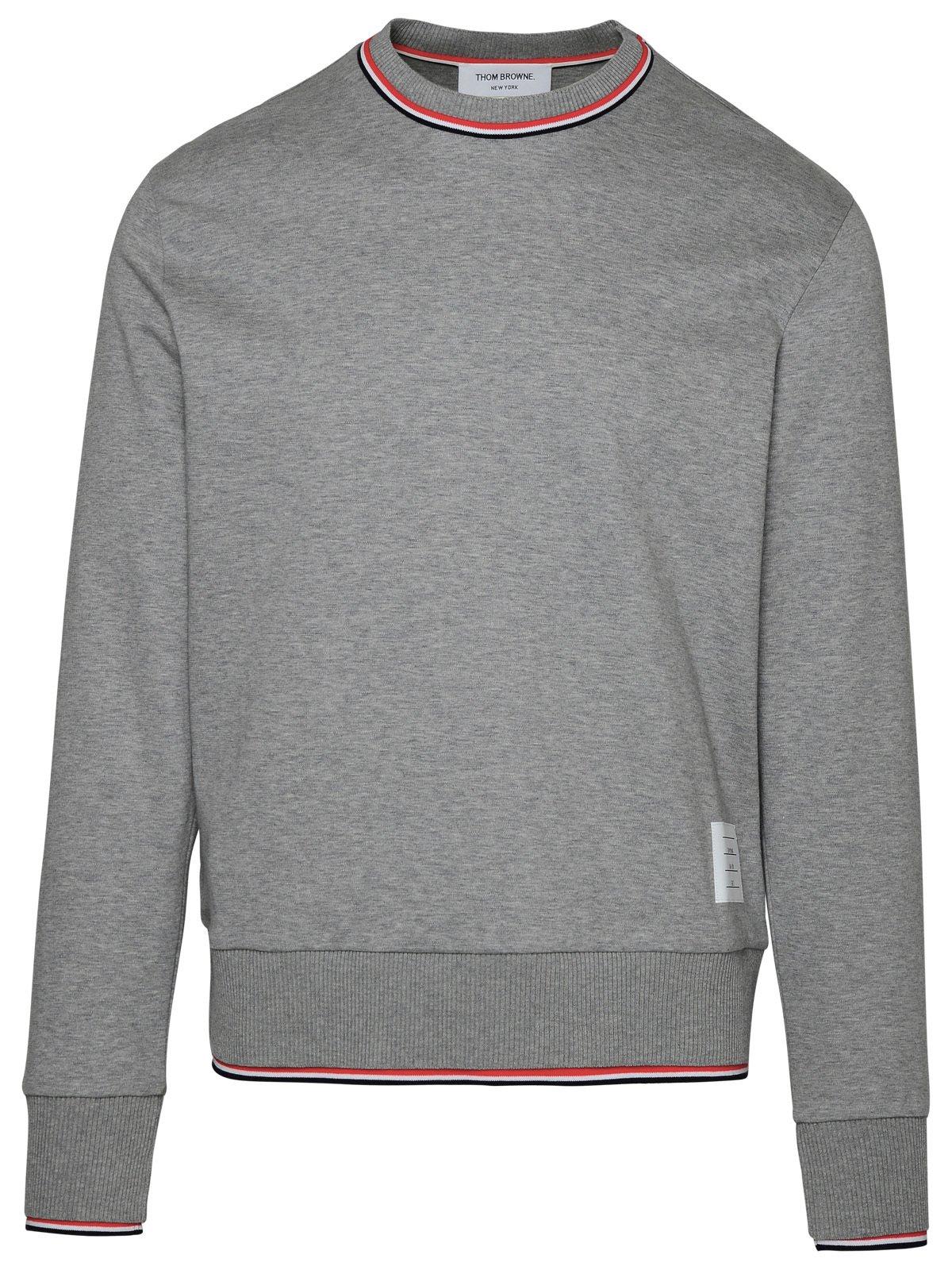 Shop Thom Browne Long-sleeved Crewneck Sweatshirt In Light Grey