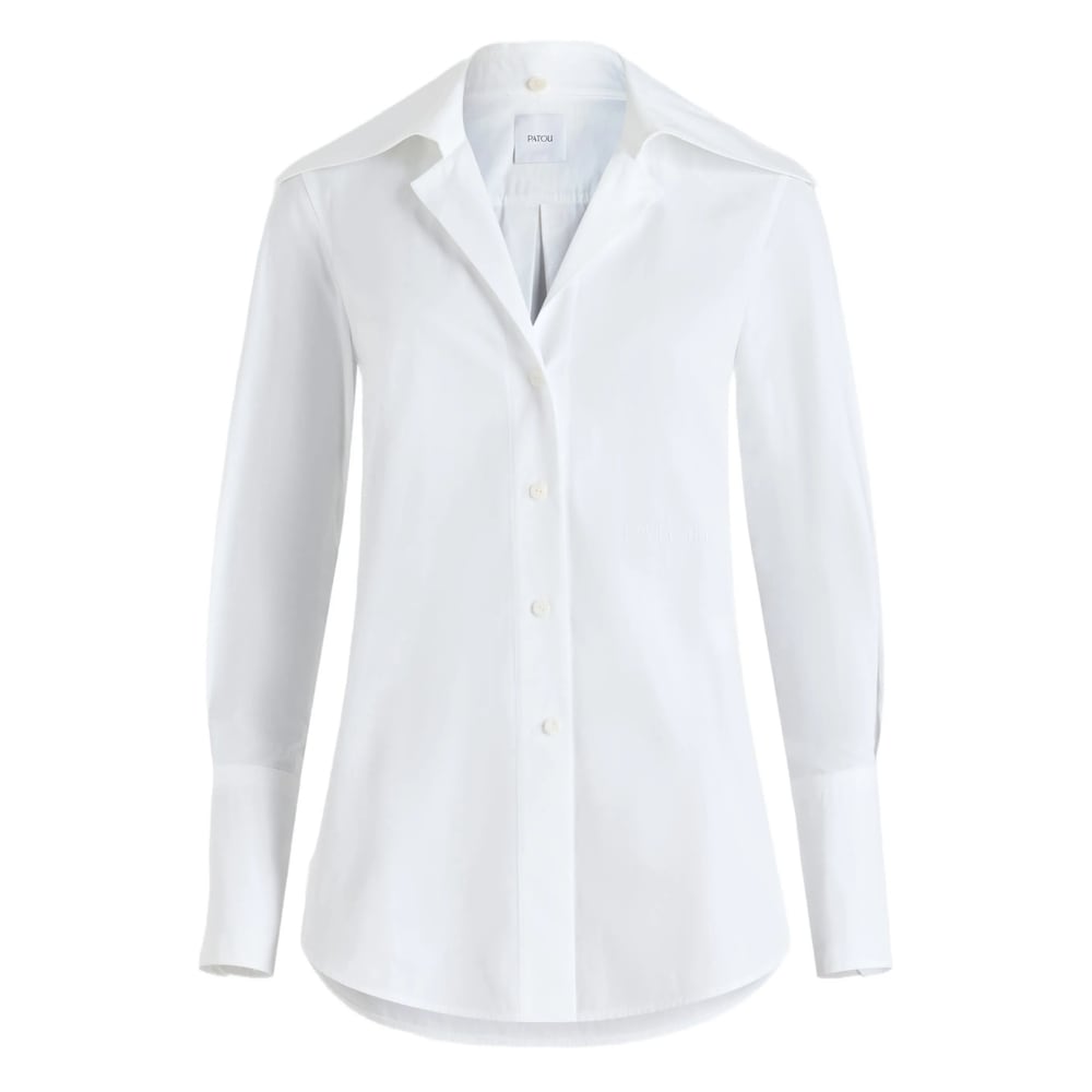 Patou Tailored Long Sleeve Blouse In Cotton In White