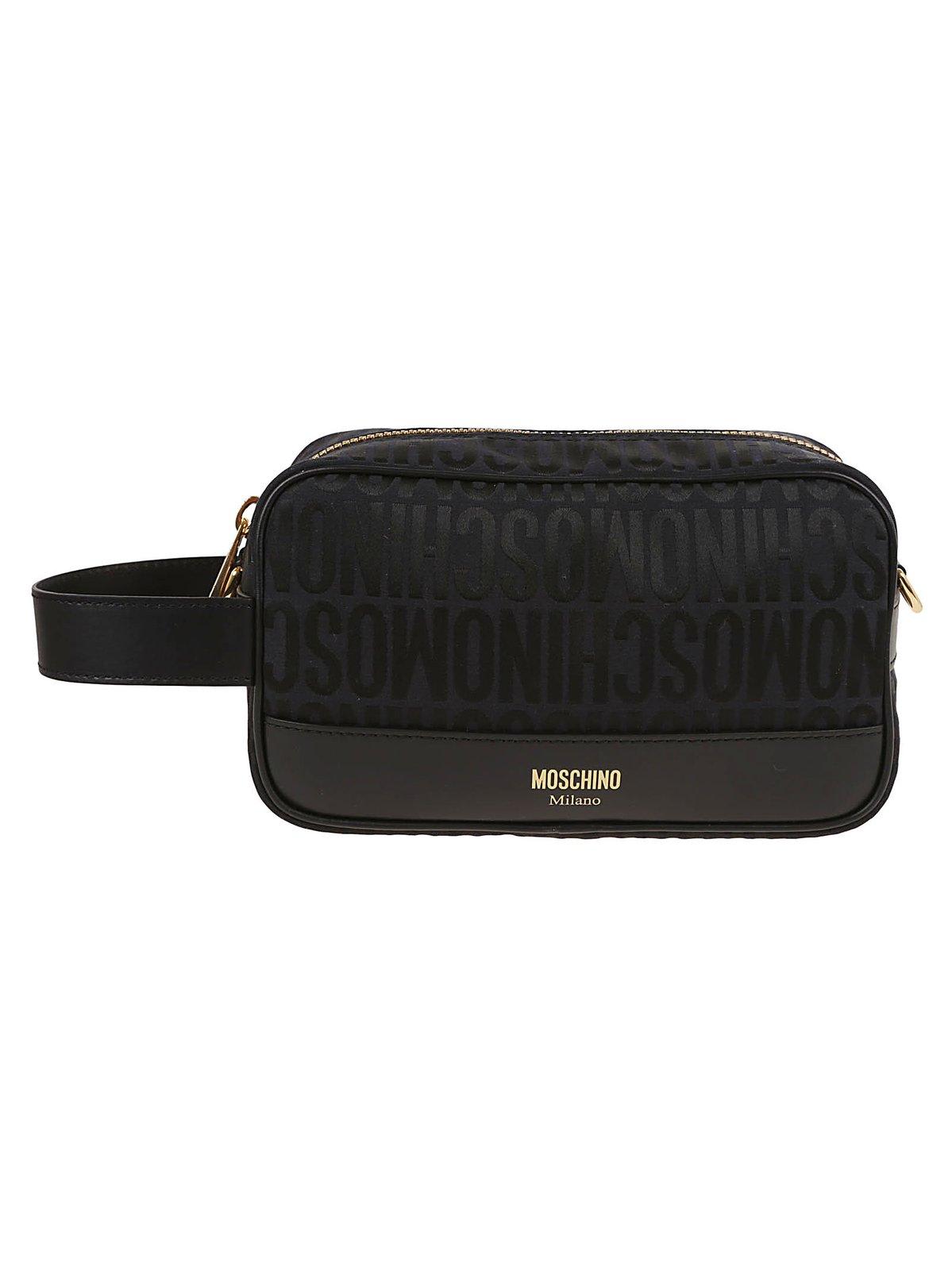 Moschino Logo-jacquard Zipped Makeup Bag In 1555