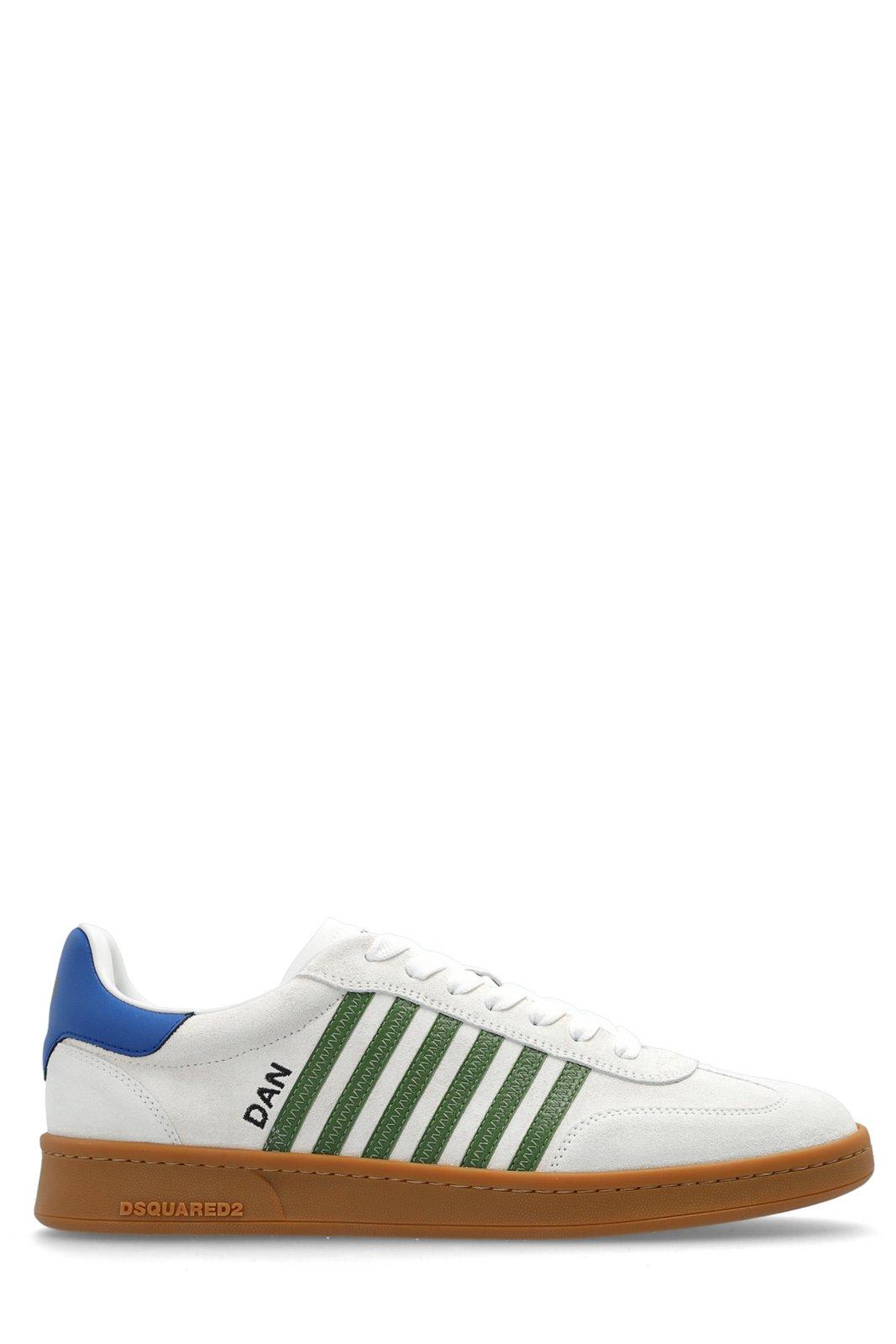 Shop Dsquared2 Stripe Pattern Low-top Sneakers In Bianco+verde+azzurro