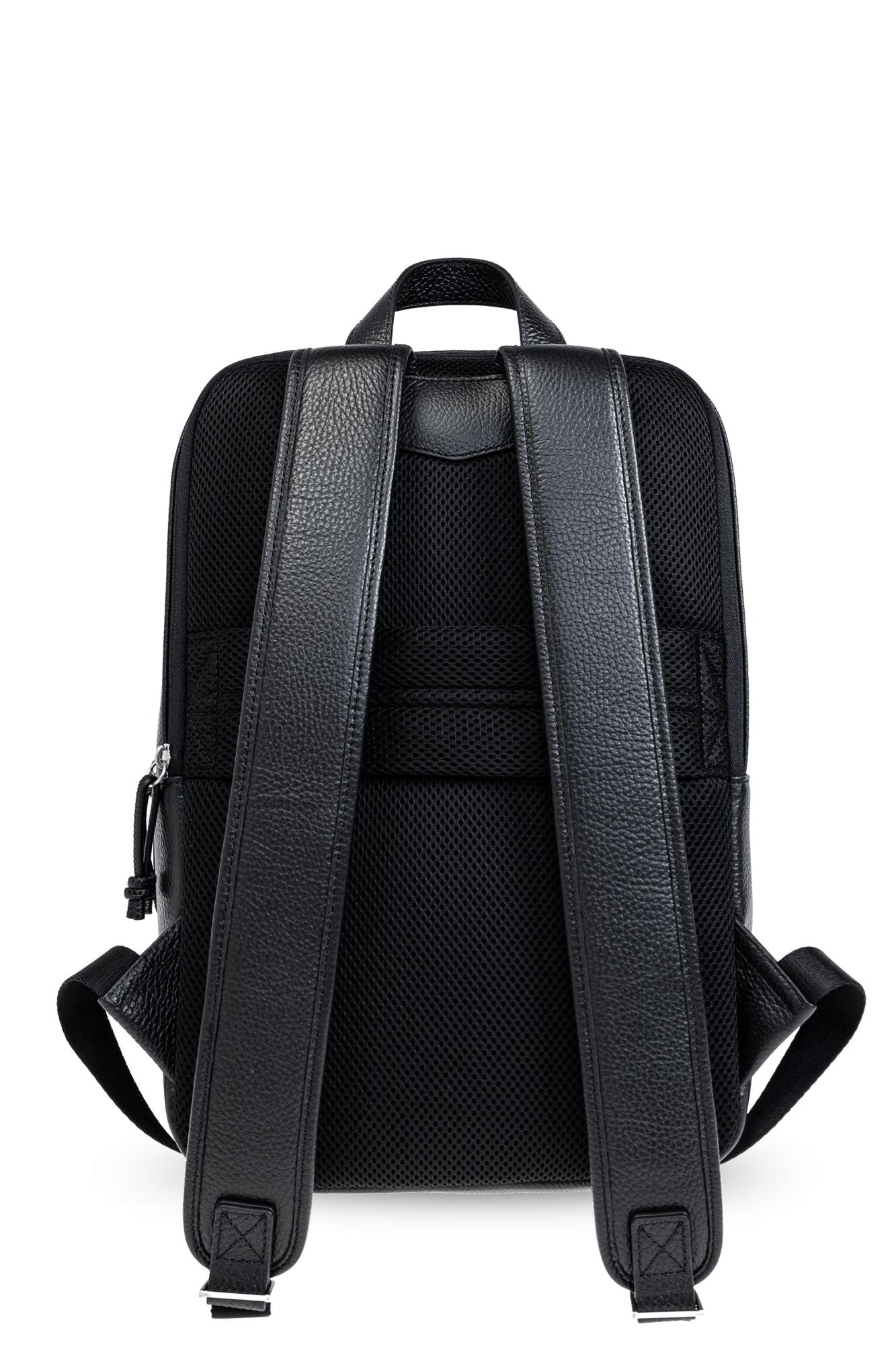 Shop Emporio Armani Leather Backpack In Black