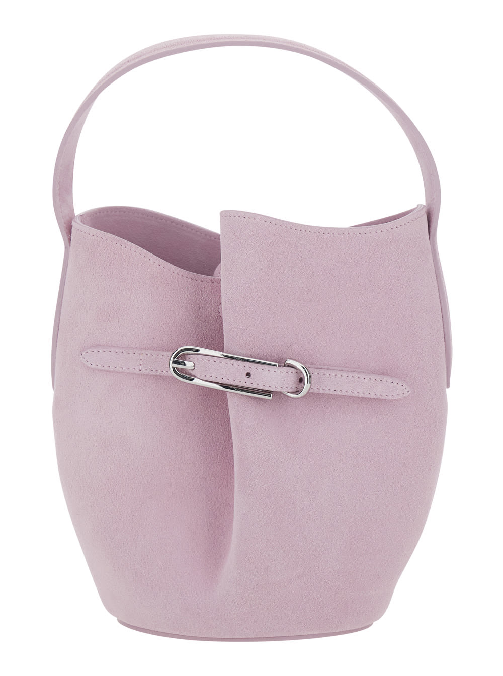 Little Liffner Shoulder Bag Belted Bucket Bag Mini Cow Suede Pink With Buckle Closure And Leather Strap - Made Of L