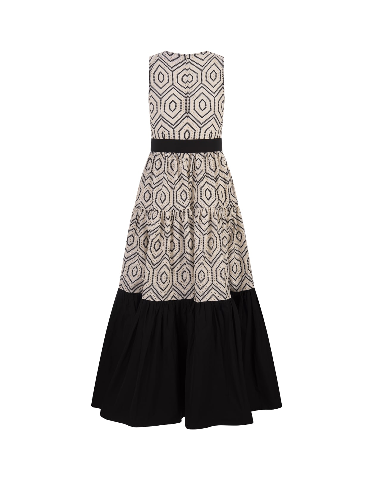 Shop La Doublej Sleeveless Big Dress In Solid Ivory In Cotton Sangallo In Black