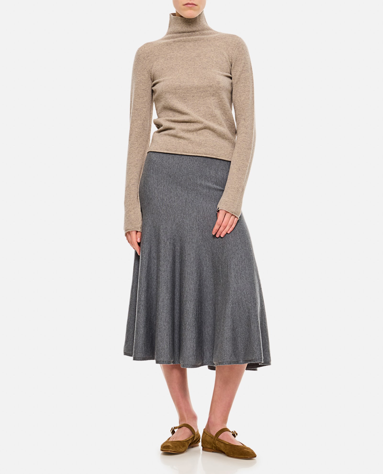 Khaite Odil Wool Skirt In Grey