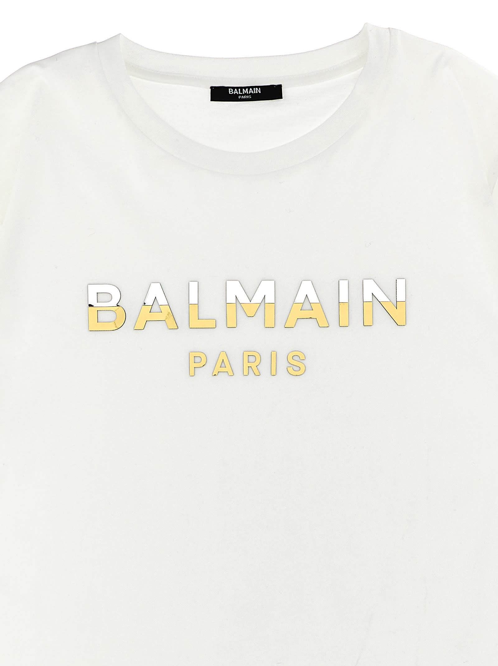 Shop Balmain Metallic Logo T-shirt