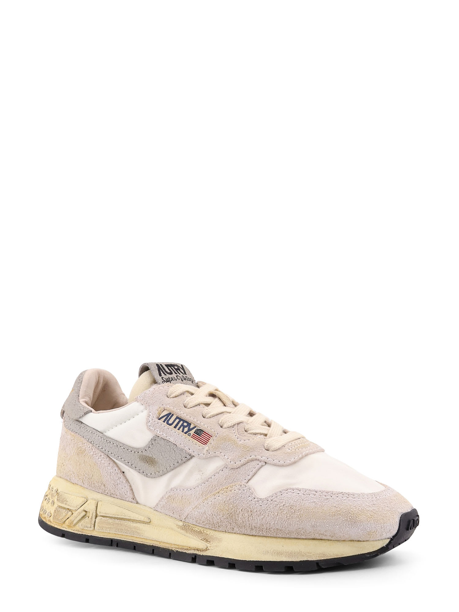 Autry Reelwind Low-top Suede And Nylon Sneakers With Used Effect In Beige