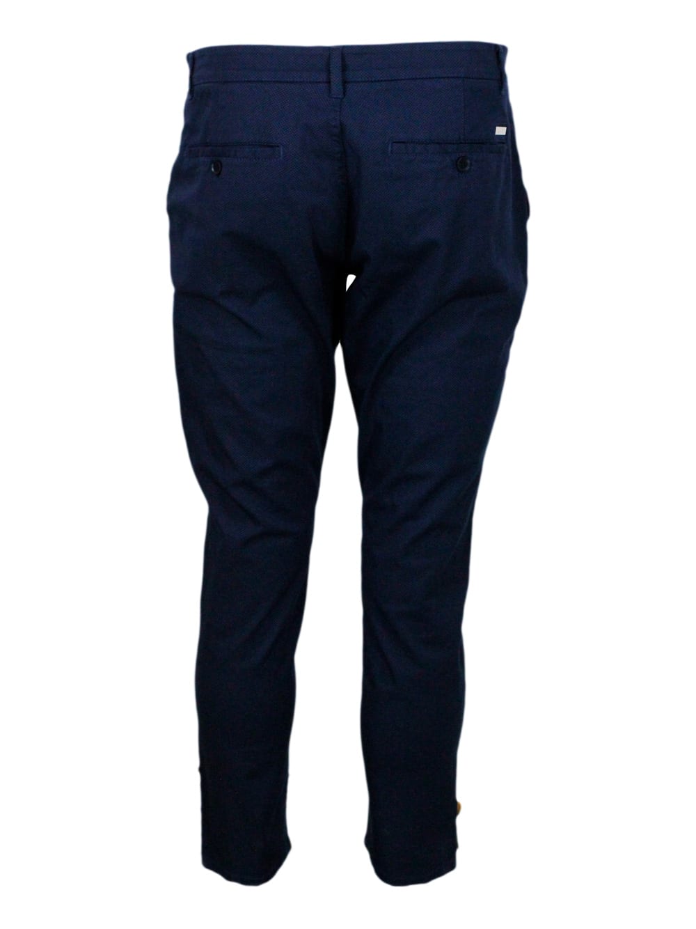Shop Armani Collezioni Stretch Cotton Trousers With Welt Pockets And Zip And Button Closure In Blu