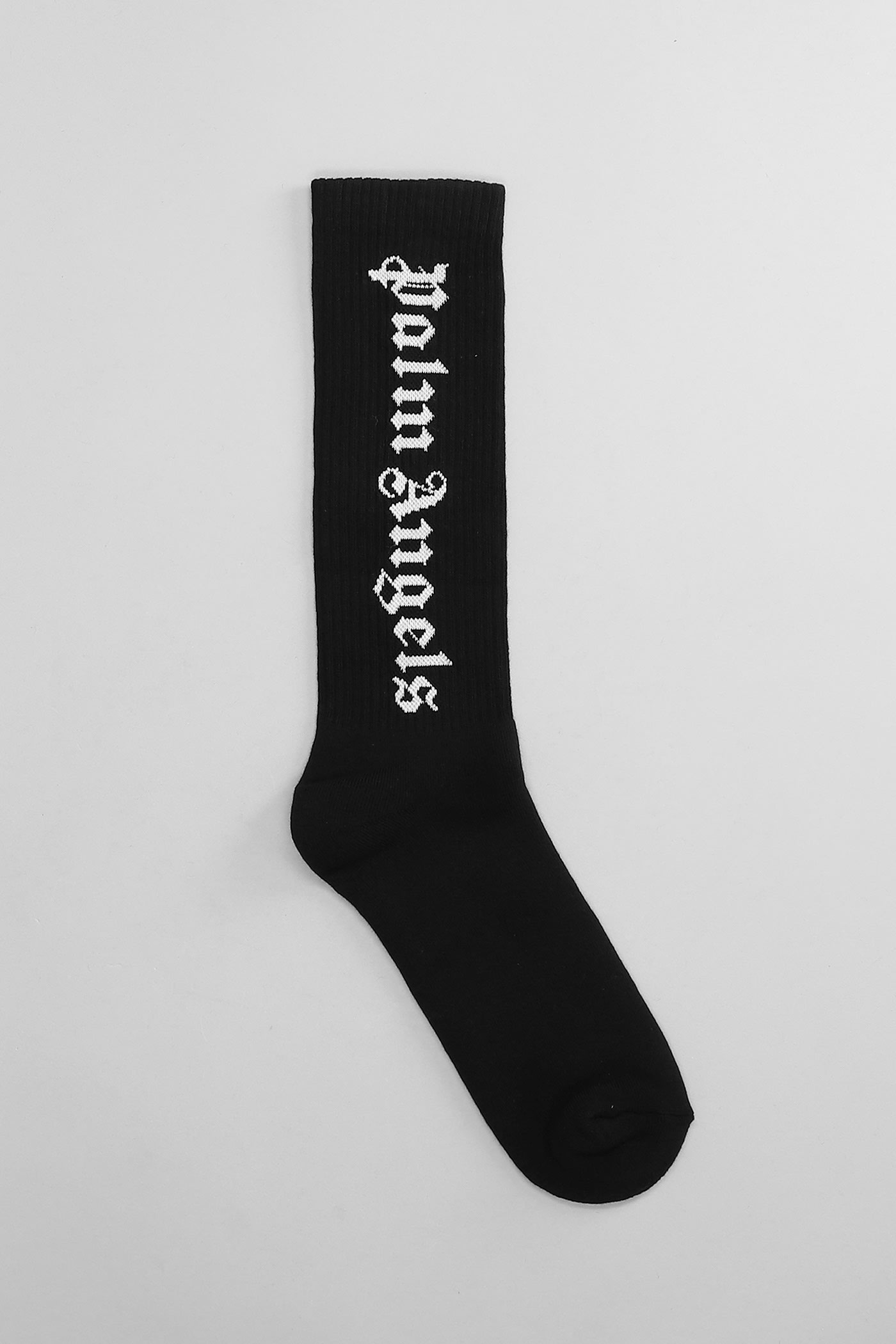 Shop Palm Angels Socks In Black Cotton In Black-white