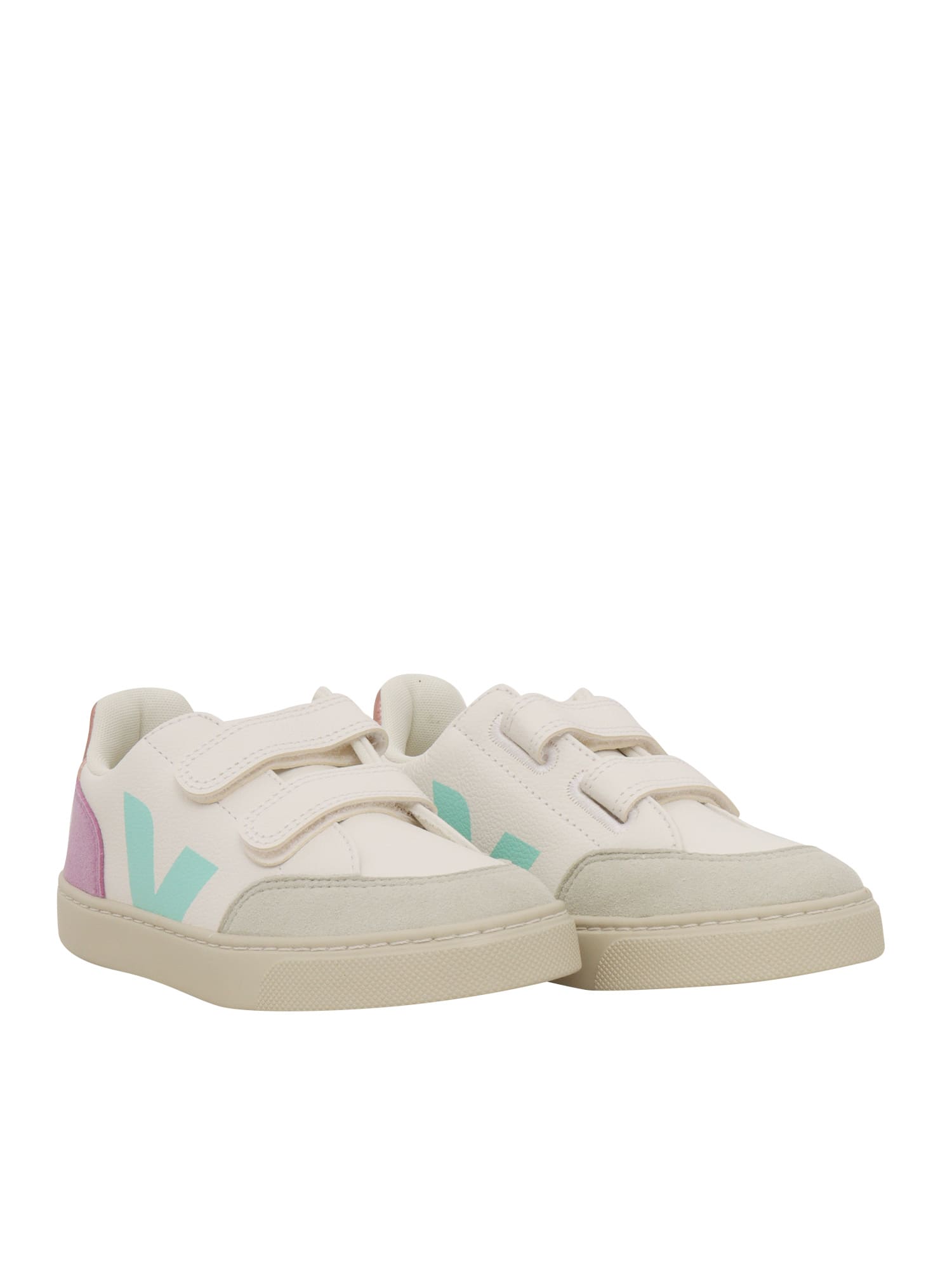Veja Small V-12 Leath Whi_multi-orchid Sneakers In Multi