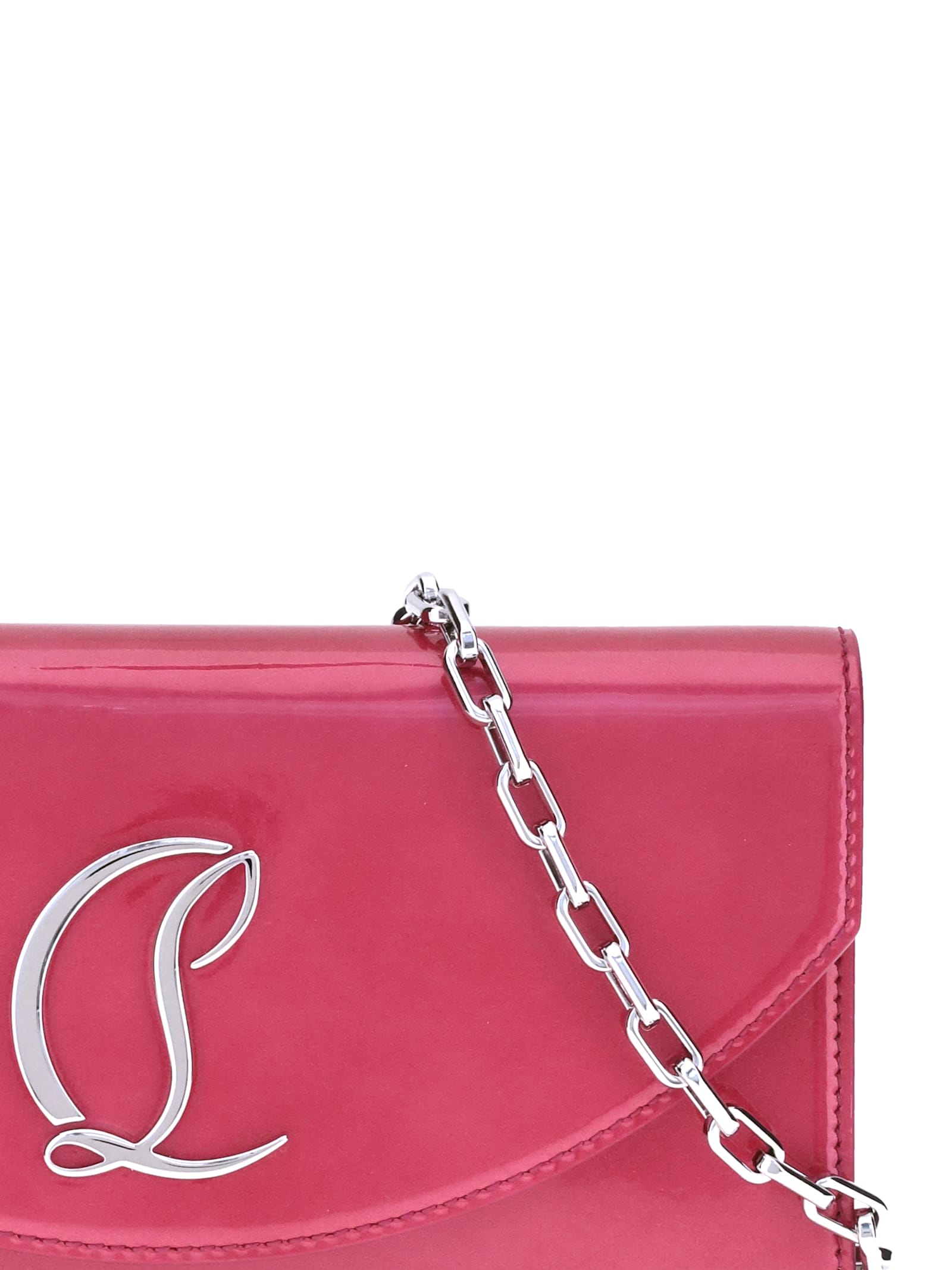 Christian Louboutin Loubi52 Clutch Bag In Patent Perle Leather In Red