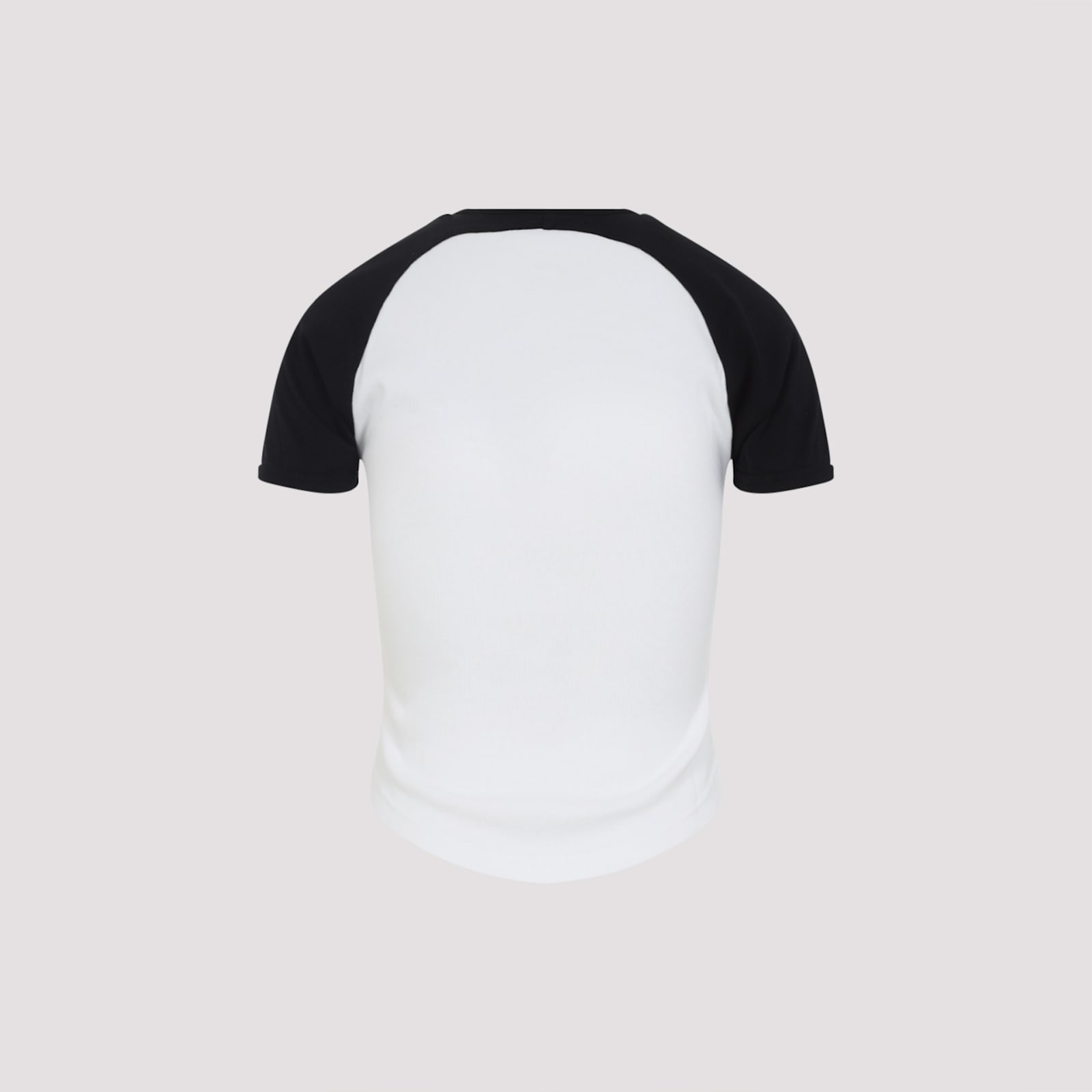 Courrèges Circle Contrast White And Black Cotton T-shirt In White