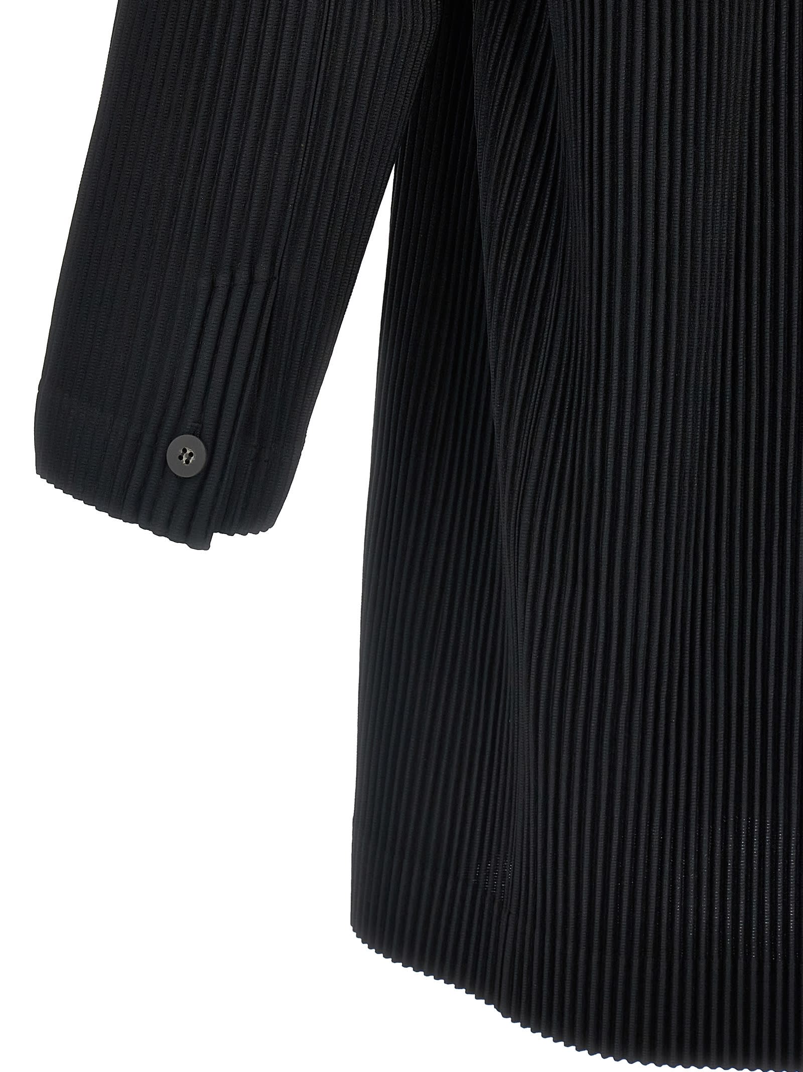 Issey Miyake Single-breasted Pleated Coat Coats And Trench Coats Black In Black