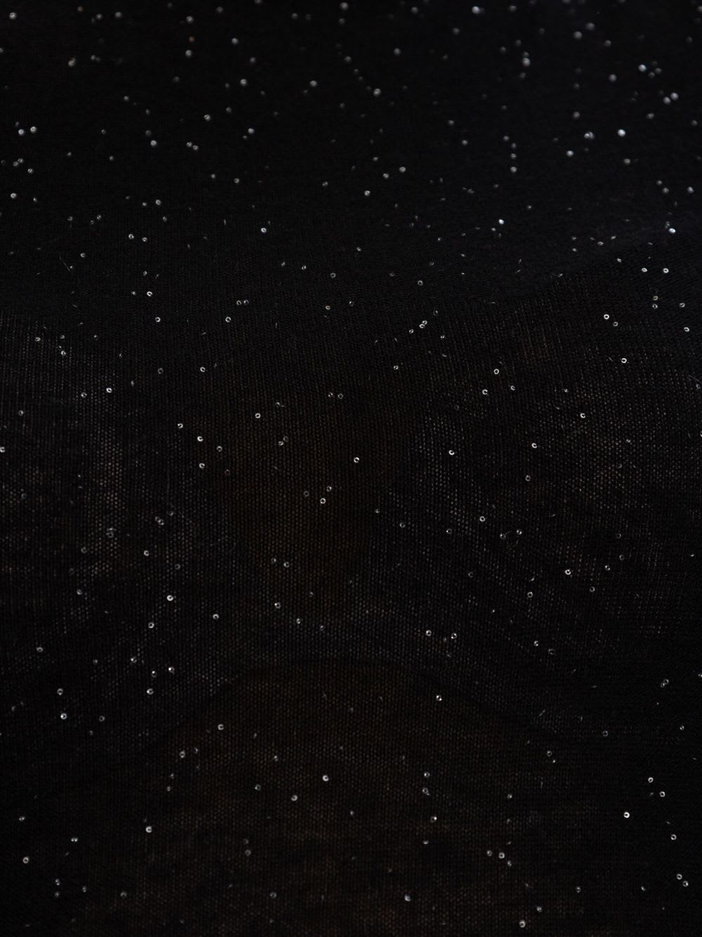 Fabiana Filippi Sparkling Finish Turtleneck Wool Sweater In Black