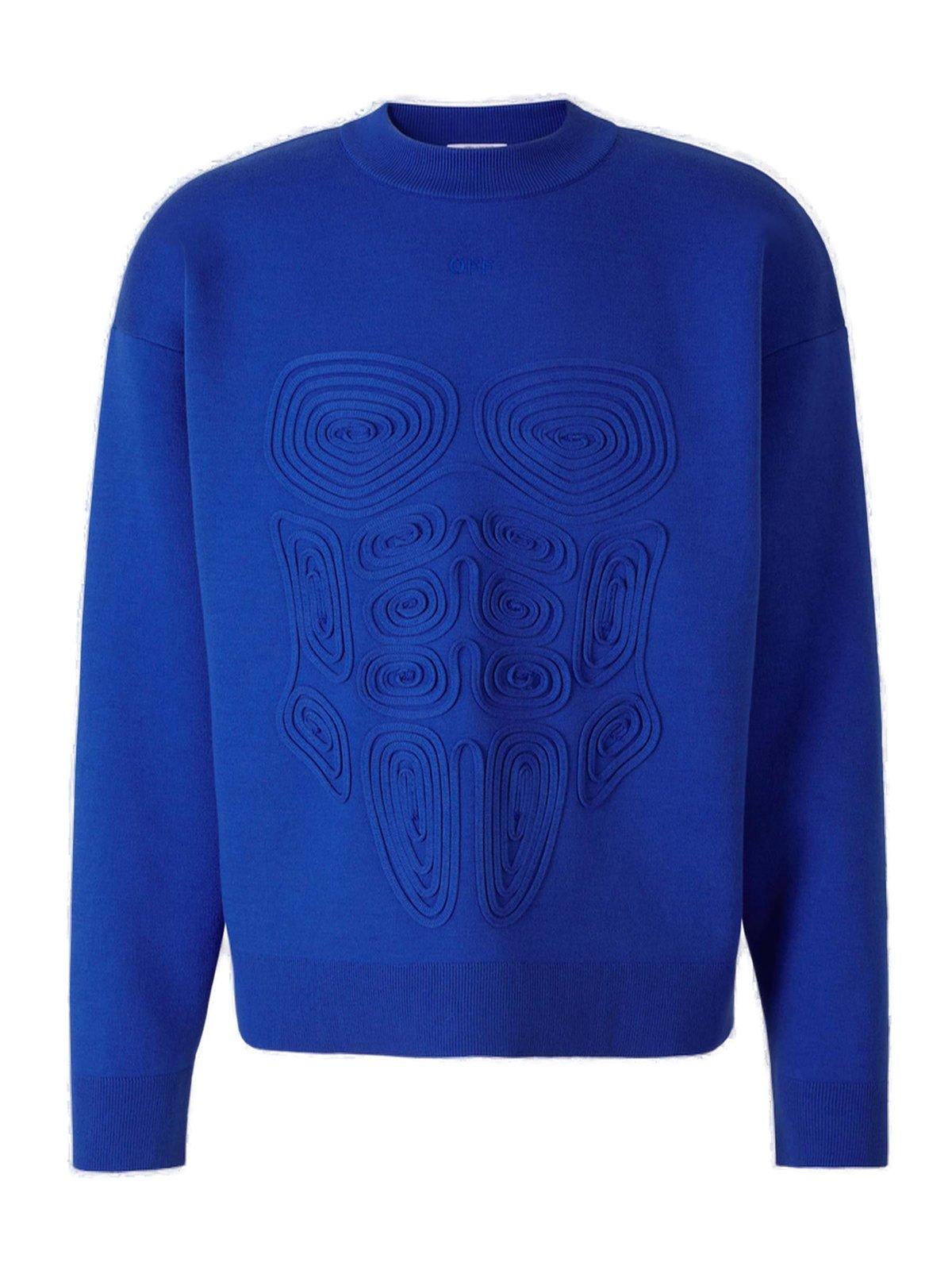 Shop Off-white Body Scan Logo Embroidered Sweatshirt In Bluette
